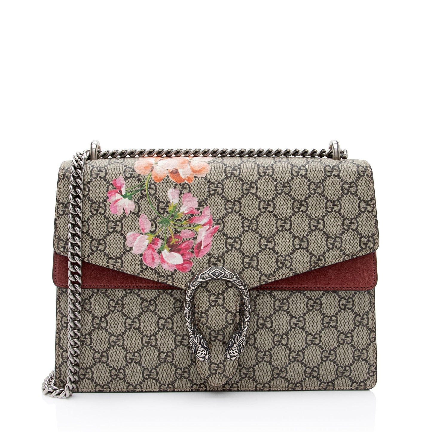 Gucci GG Supreme Blooms Dionysus SHF-GbJW2P Canvas Suede Beige Pink Shoulder Bag