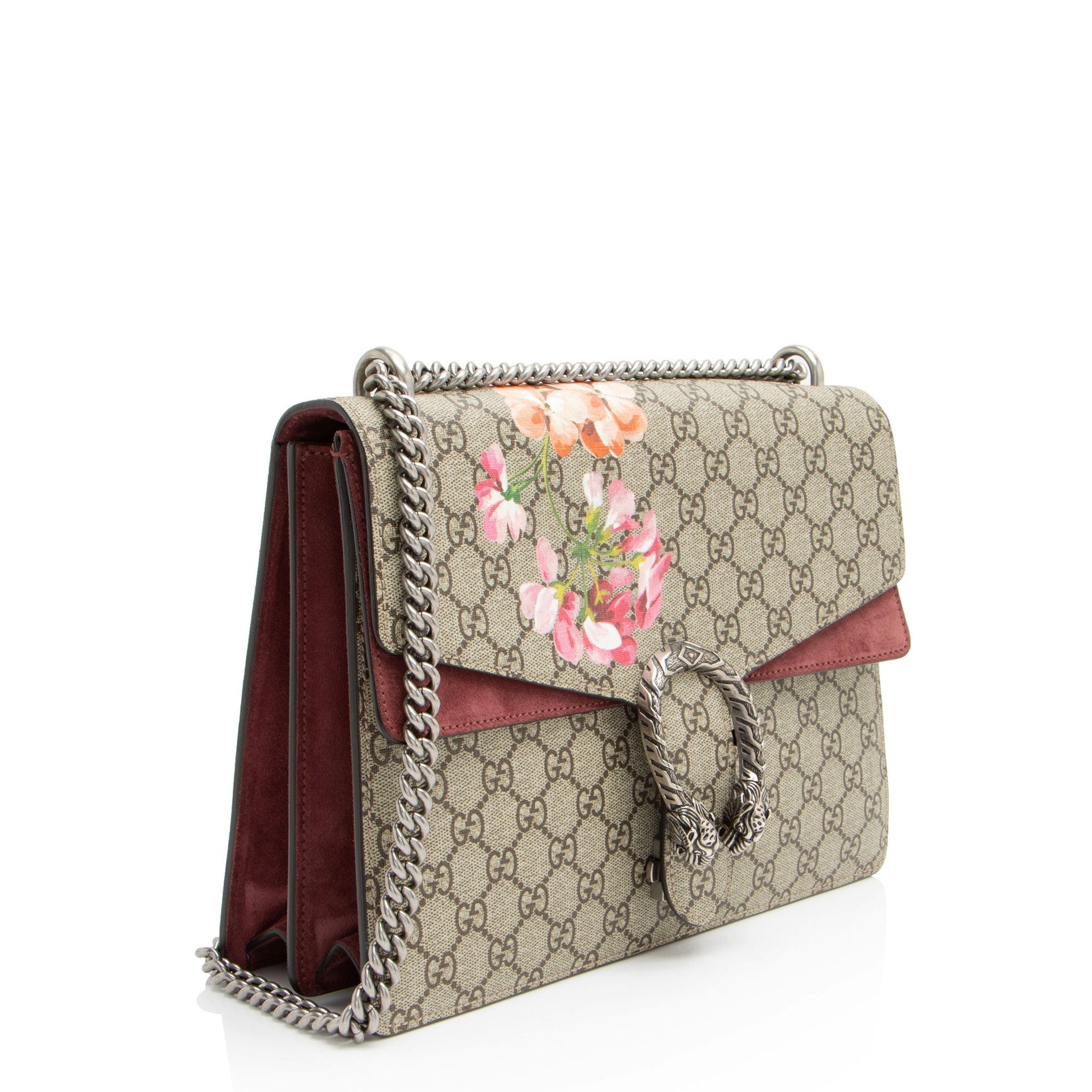 Gucci GG Supreme Blooms Dionysus Canvas Suede Brown Medium Shoulder Bag