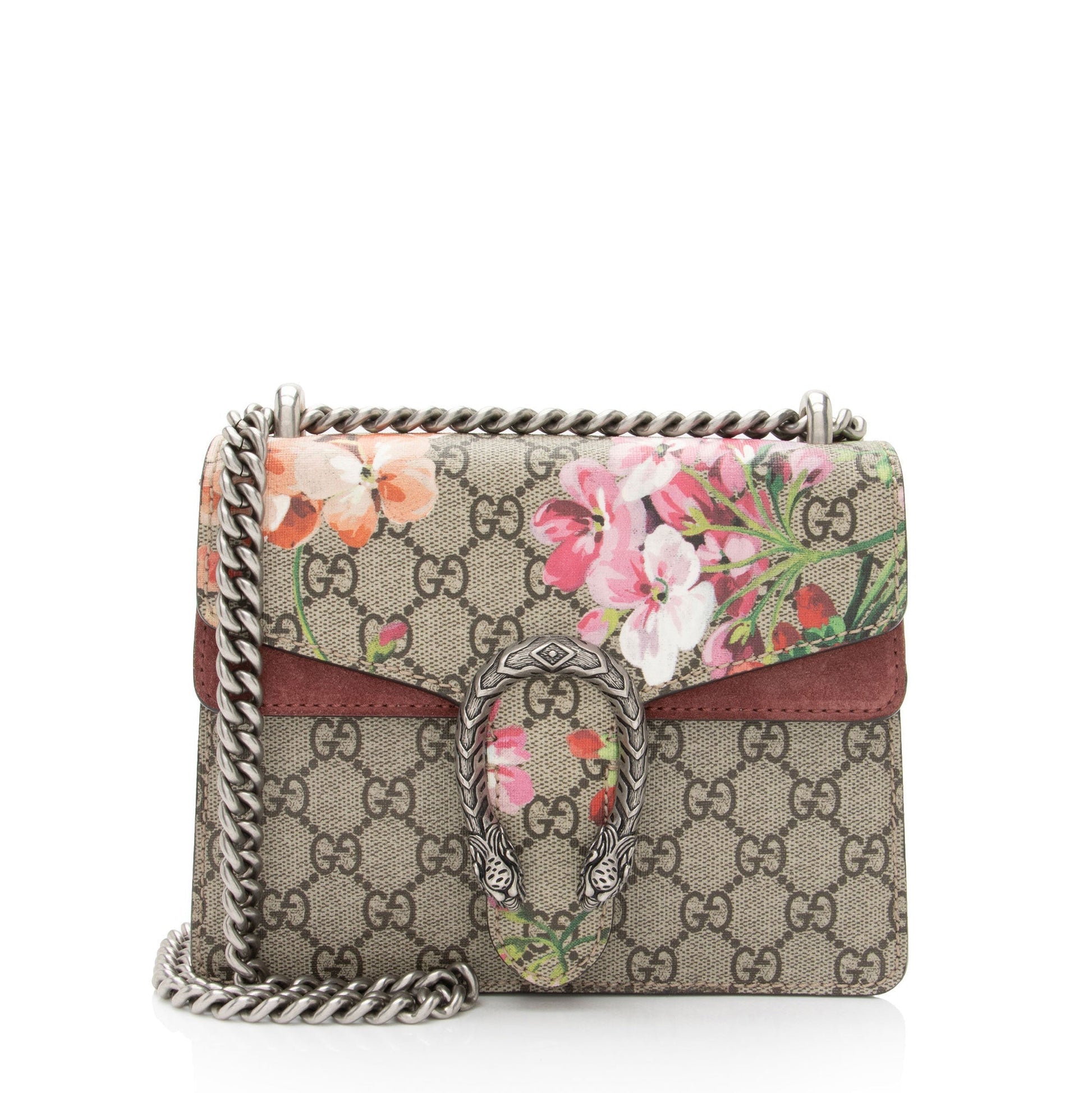 Gucci GG Supreme Blooms Dionysus SHF-uPZep0 Canvas Suede Beige Pink Crossbody Bag