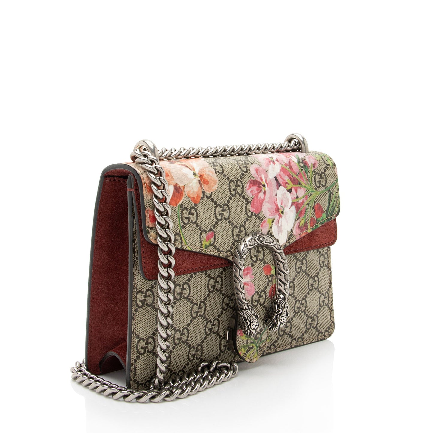Gucci GG Supreme Blooms Dionysus Canvas Suede Beige Pink Crossbody Bag
