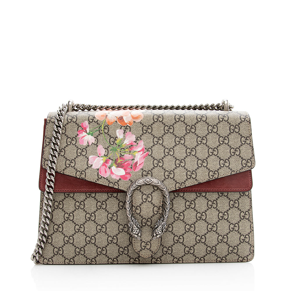 Gucci GG Supreme Blooms Dionysus SHF Canvas Suede Beige Pink Shoulder Bag