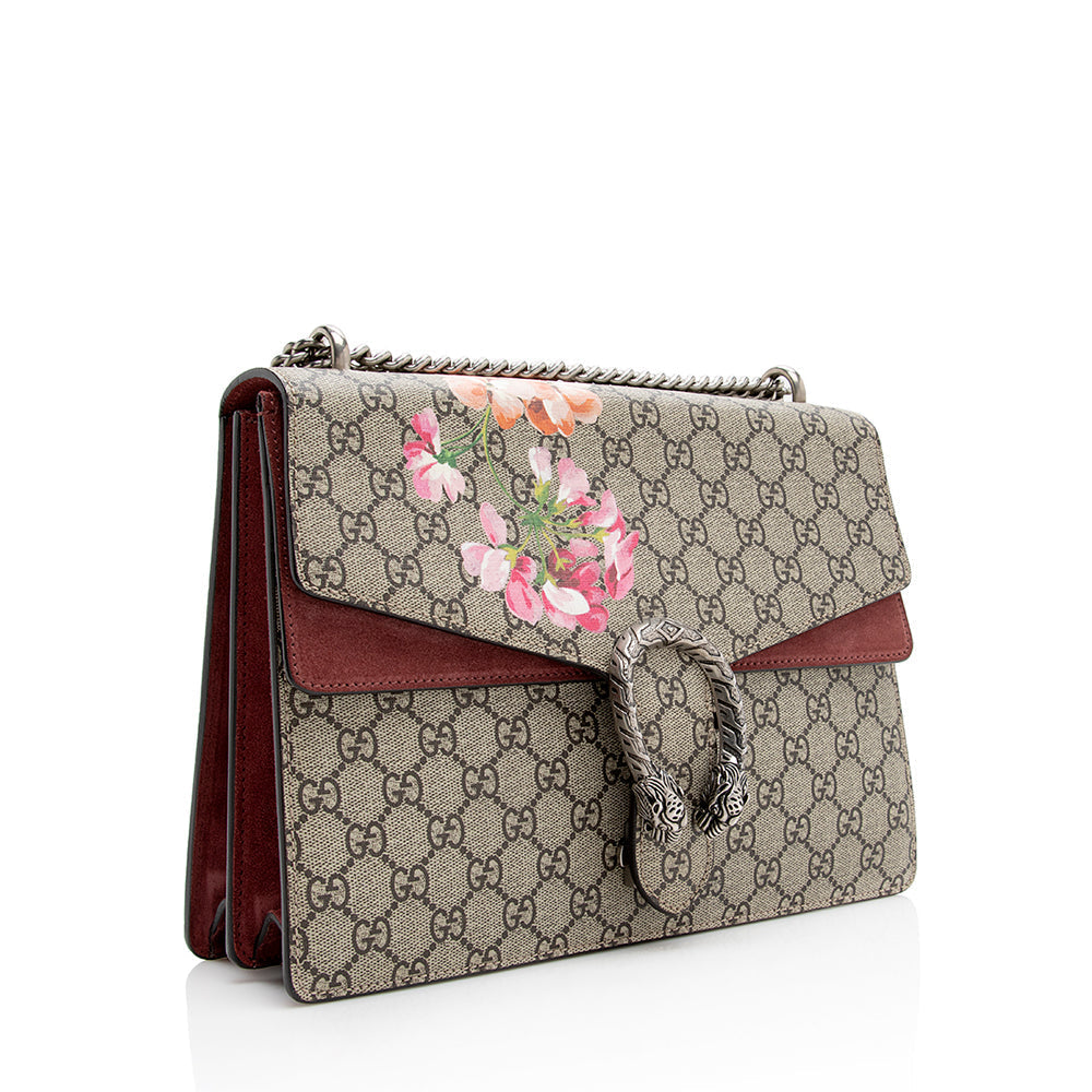Gucci GG Supreme Blooms Dionysus SHF Canvas Suede Beige Pink Shoulder Bag