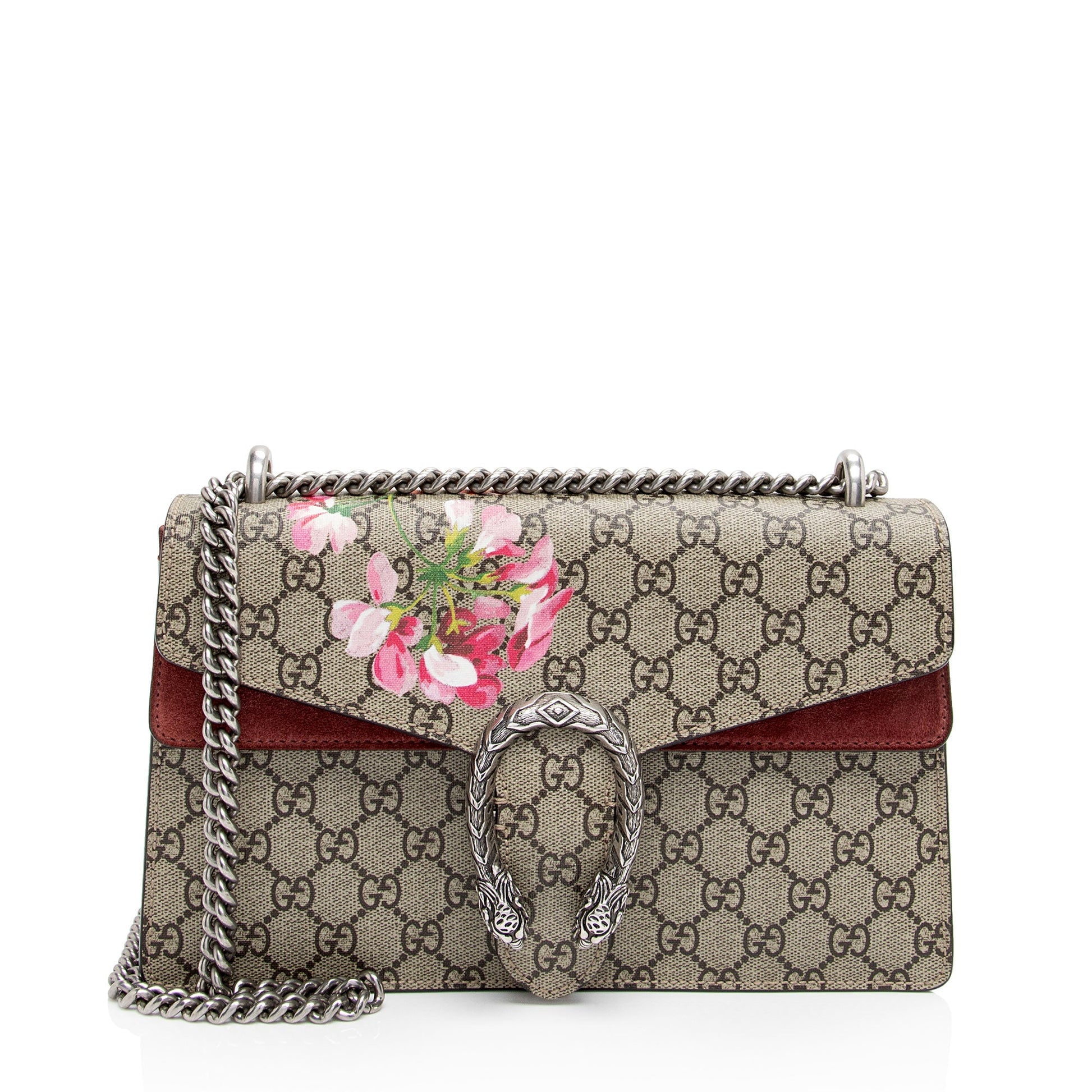 Gucci GG Supreme Blooms Dionysus SHF-ZisQDH Canvas Suede Beige Pink Shoulder Bag