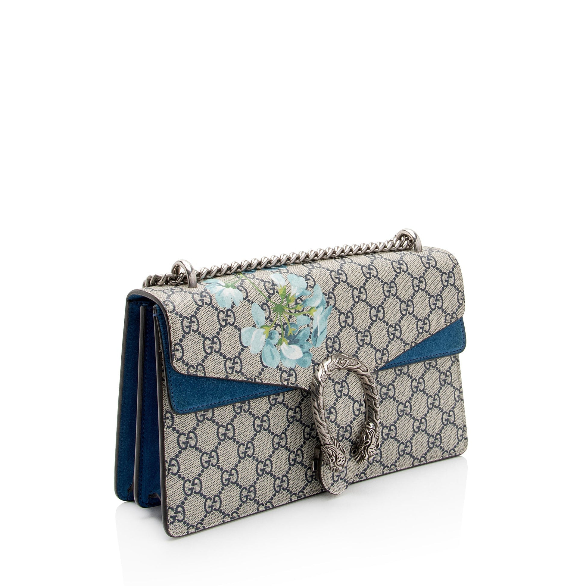 Gucci GG Supreme Blooms Dionysus SHF-X2N0d4 Canvas Suede Beige Blue Shoulder Bag
