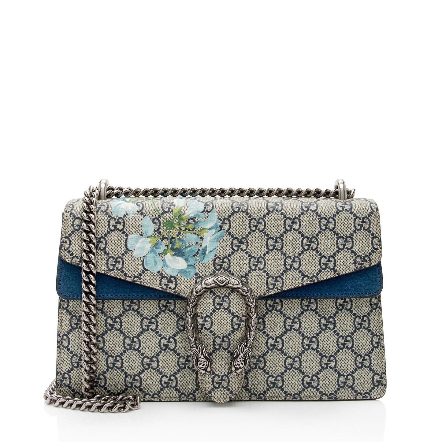 Gucci GG Supreme Blooms Dionysus SHF-tHbu8P Canvas Suede Beige Blue Shoulder Bag