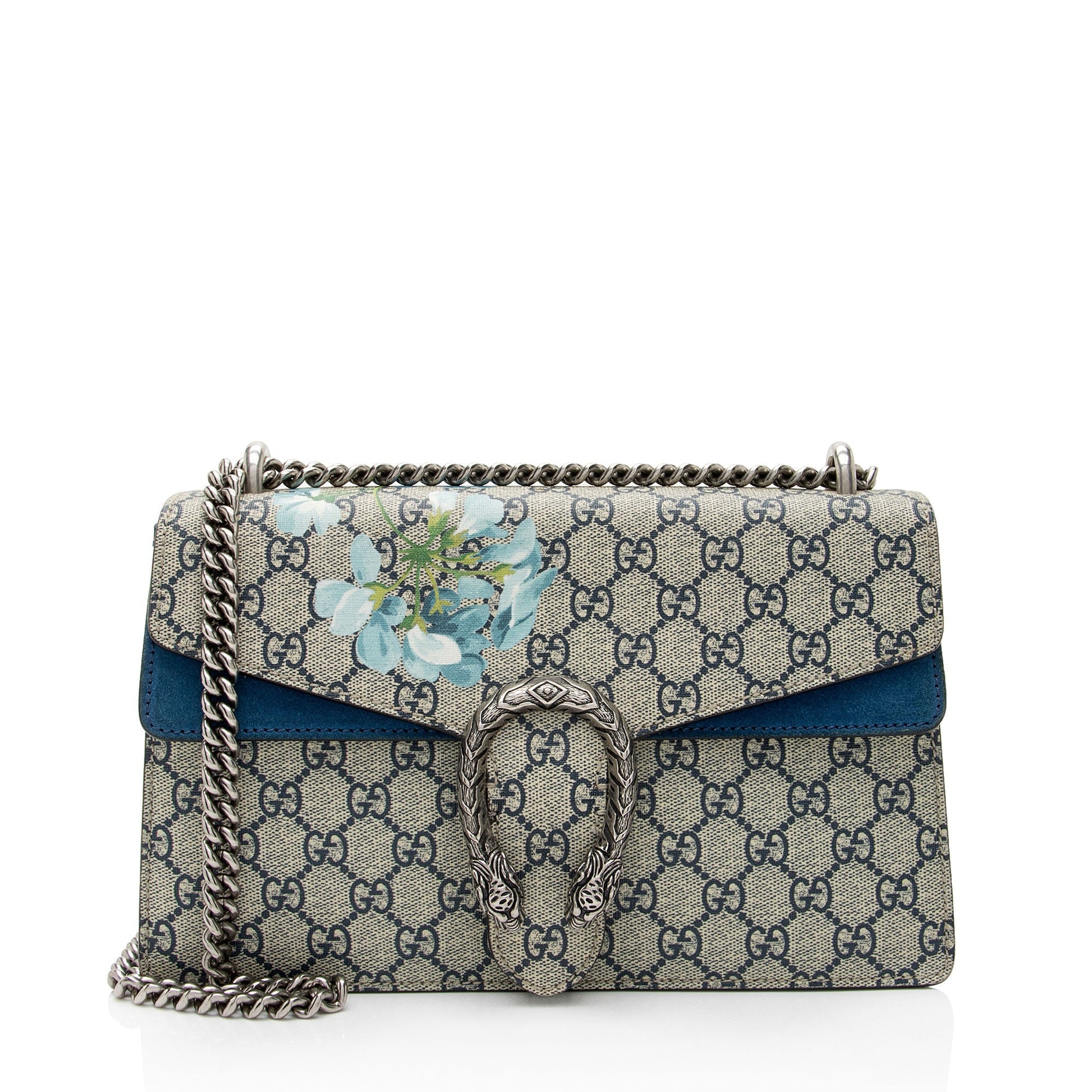 Gucci GG Supreme Blooms Dionysus SHF-tHbu8P Canvas Suede Beige Blue Shoulder Bag