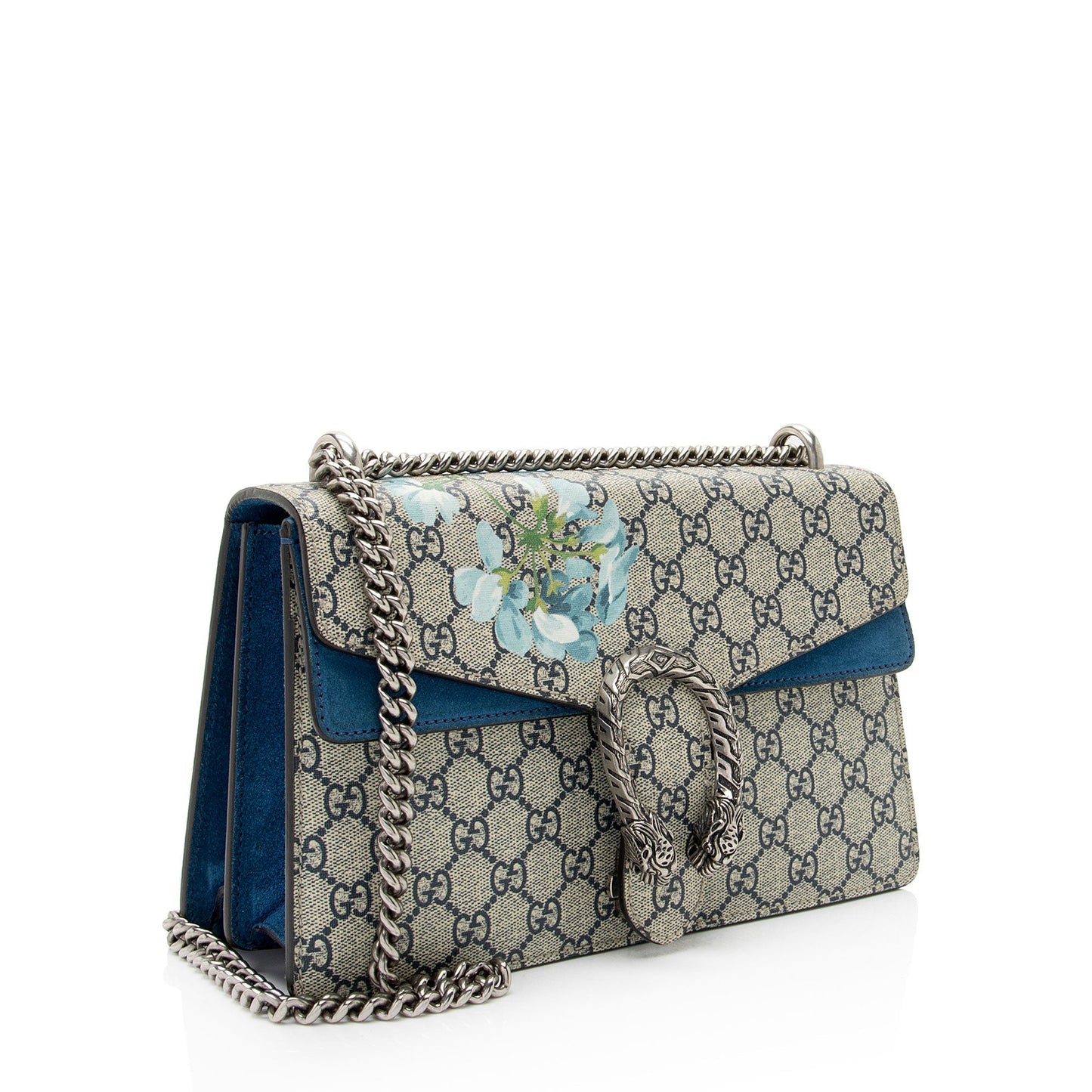 Gucci GG Supreme Blooms Dionysus SHF-tHbu8P Canvas Suede Beige Blue Shoulder Bag