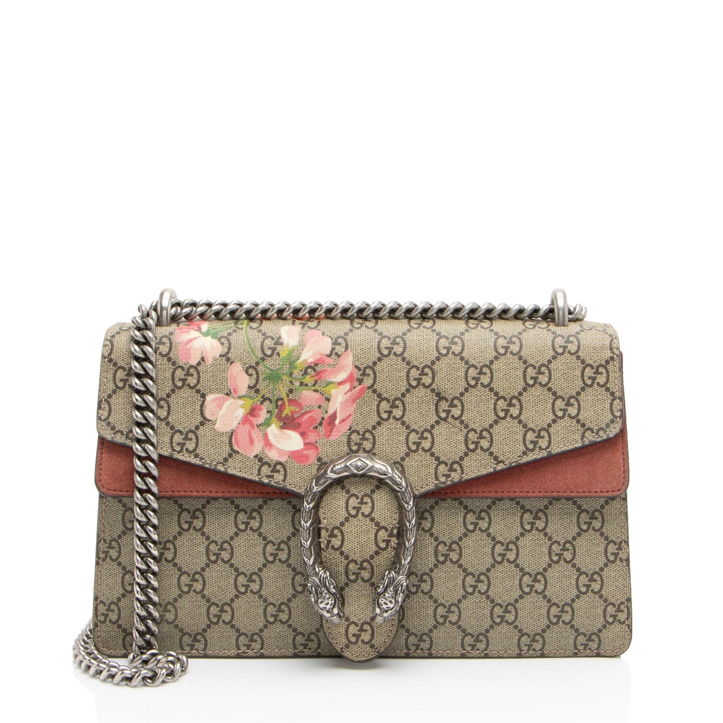 Gucci GG Supreme Blooms Dionysus Canvas Suede Brown Small Shoulder Bag