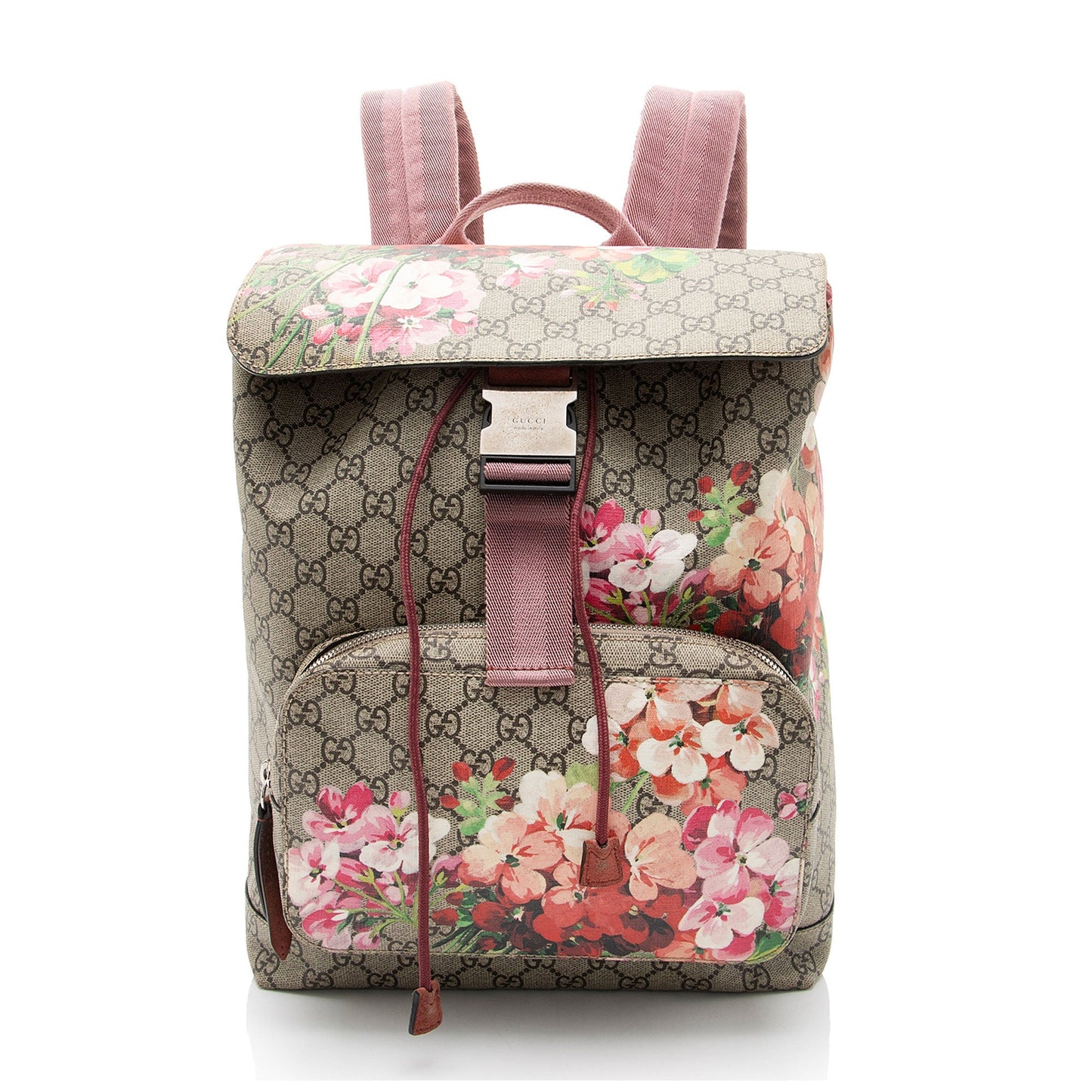 Gucci GG Supreme Blooms Backpack SHF-G2tOOE Leather Canvas Nylon Brown Shoulder Bag