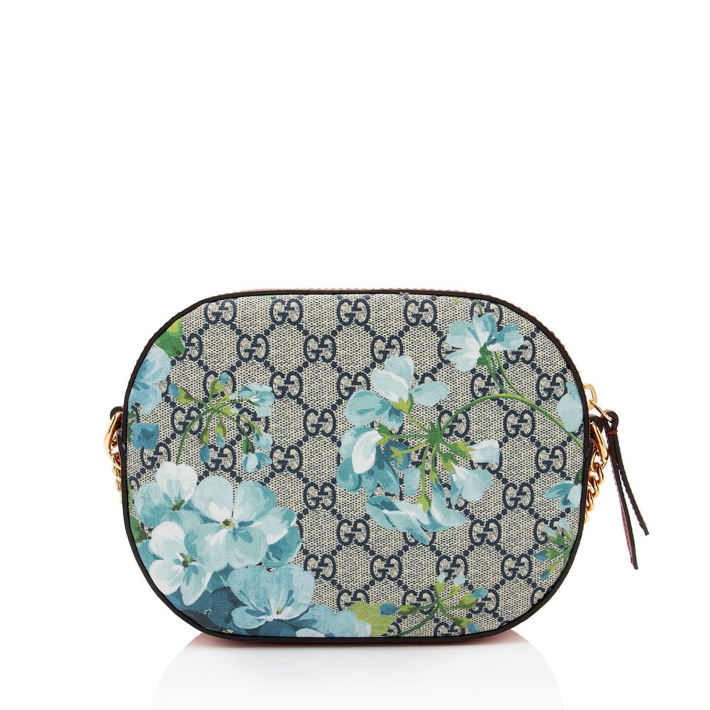 Gucci GG Supreme Blooms Chain SHF-caSm0L Leather Canvas Blue Red Crossbody Bag