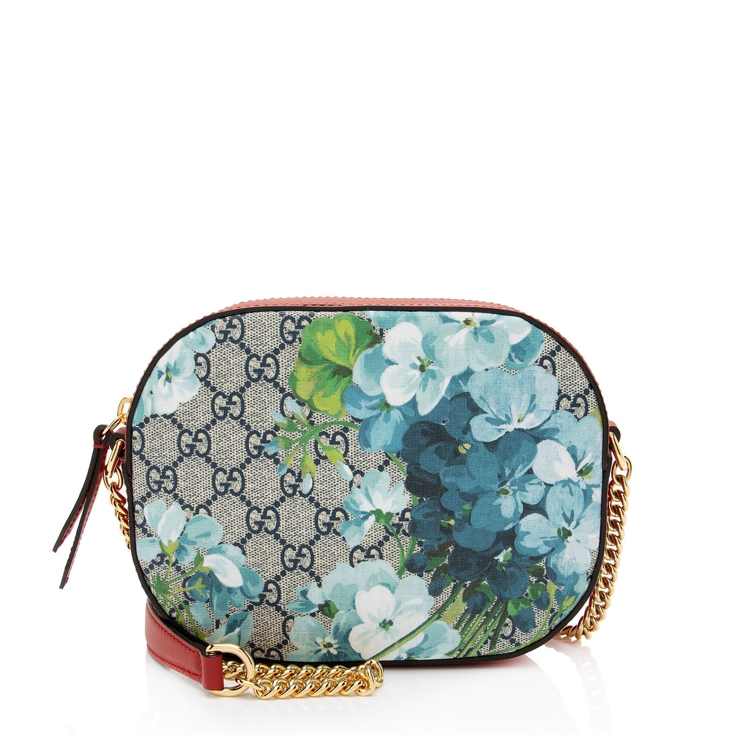 Gucci GG Supreme Blooms Chain SHF-caSm0L Leather Canvas Blue Red Crossbody Bag