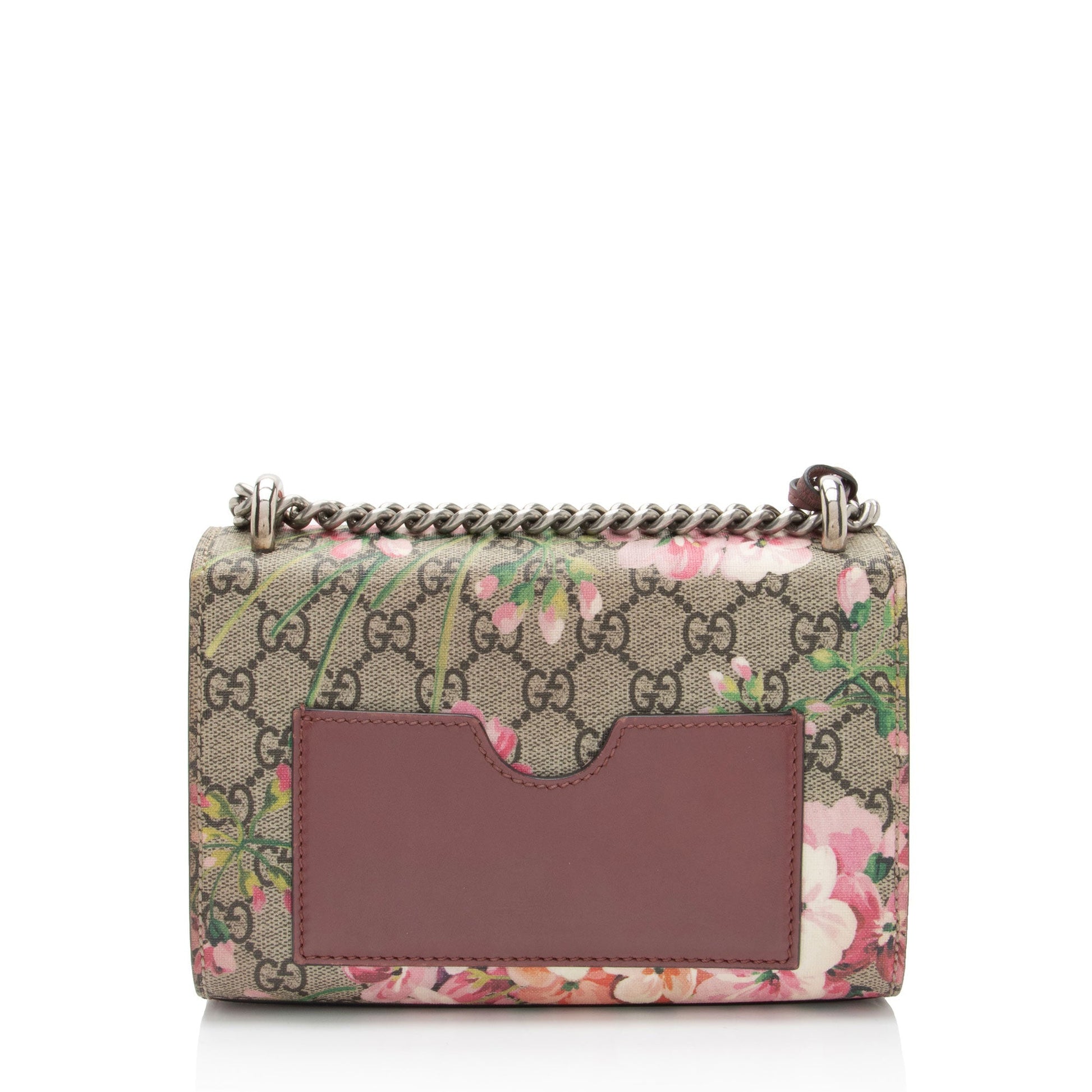 Gucci GG Supreme Blooms Padlock SHF-6zv2gD Leather Canvas Beige Pink Crossbody Bag