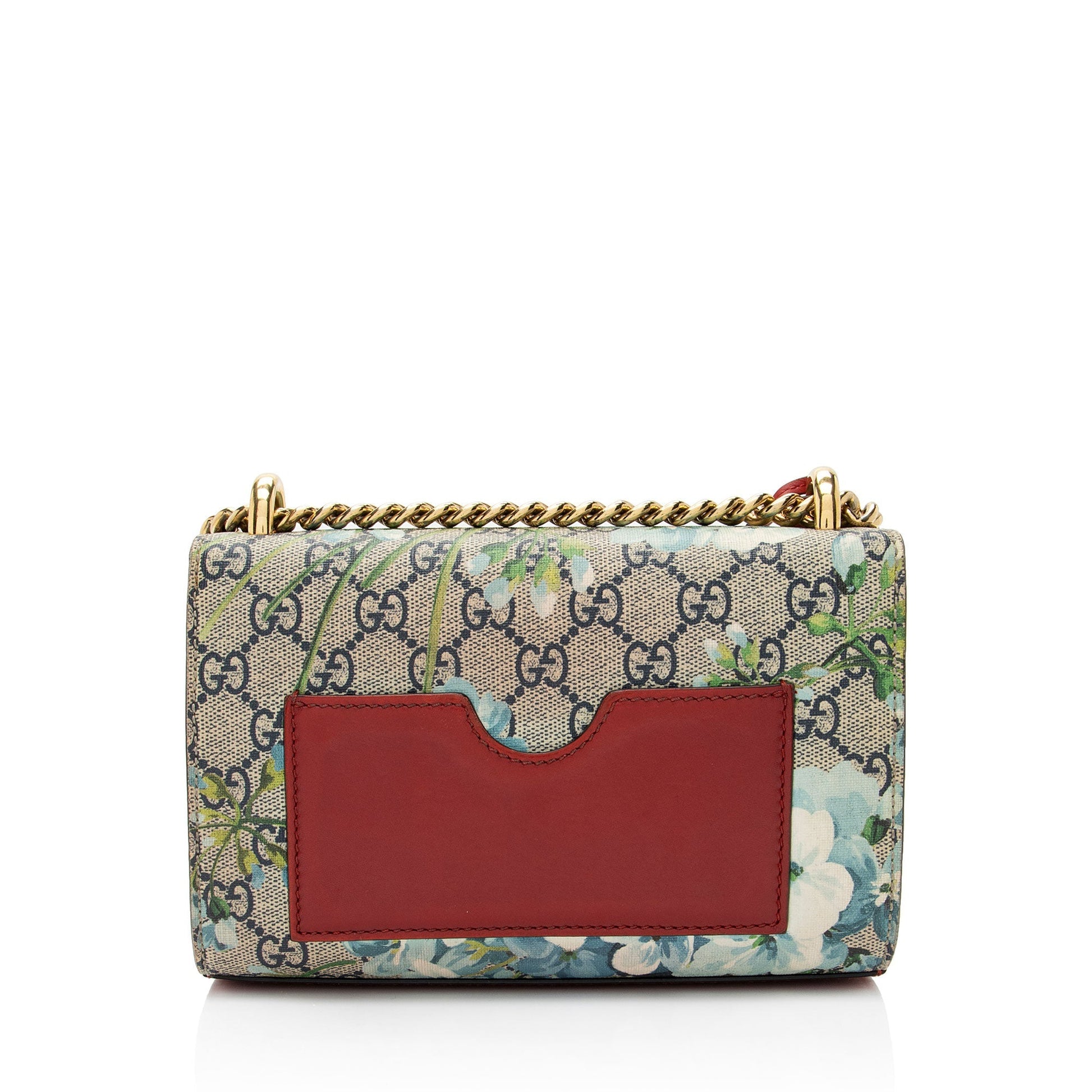 Gucci GG Supreme Blooms Padlock SHF-aRDxaC Leather Canvas Beige Blue Crossbody Bag
