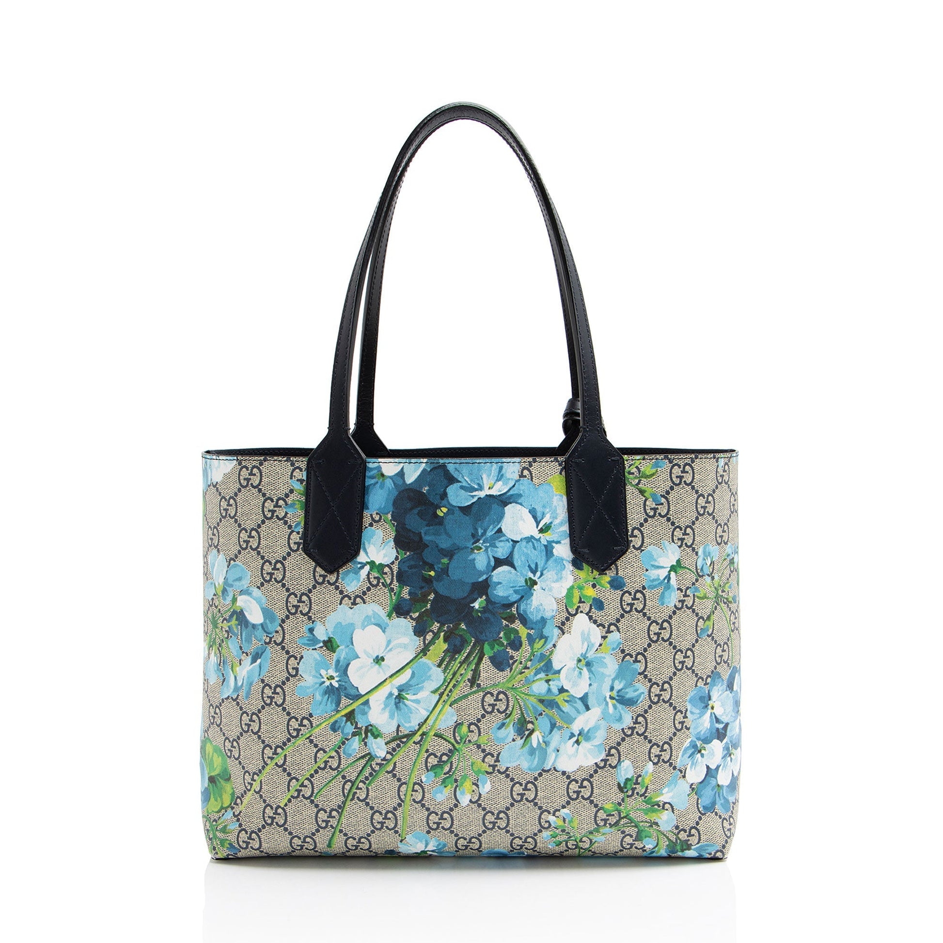 Gucci GG Supreme Blooms Reversible SHF-OhRyKY Leather Canvas White Beige Tote Bag