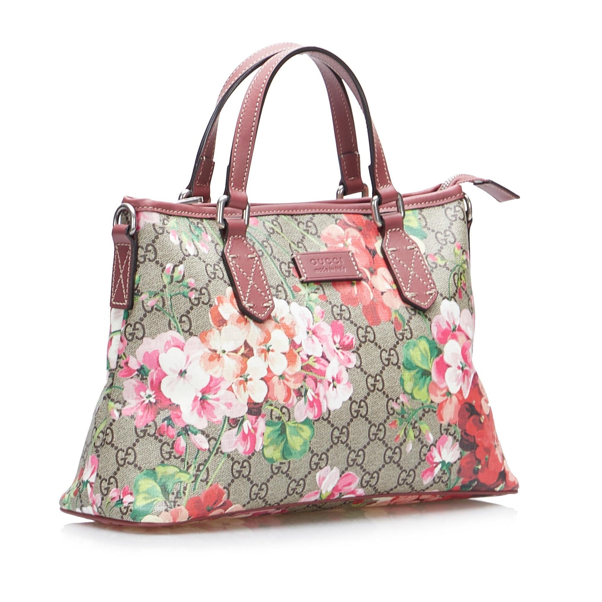 Gucci GG Supreme Blooms SHG-ohCTZX Canvas Brown Pink Satchel Bag