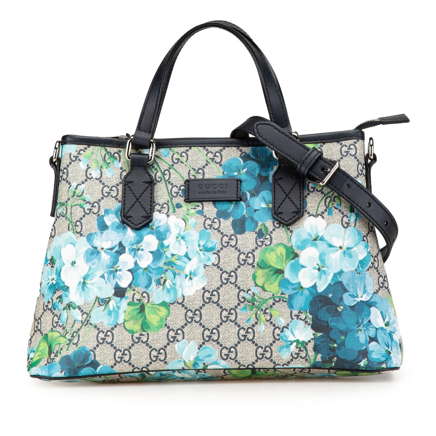 Gucci GG Supreme Blooms Canvas Calf Brown Satchel Bag
