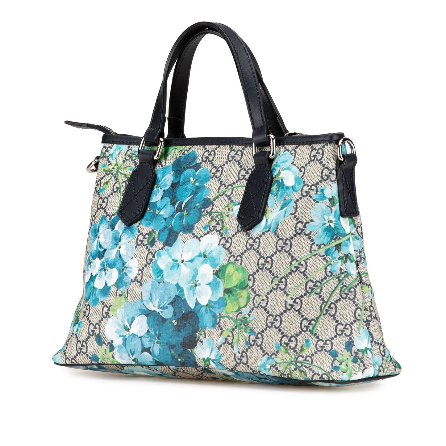 Gucci GG Supreme Blooms Canvas Calf Brown Satchel Bag