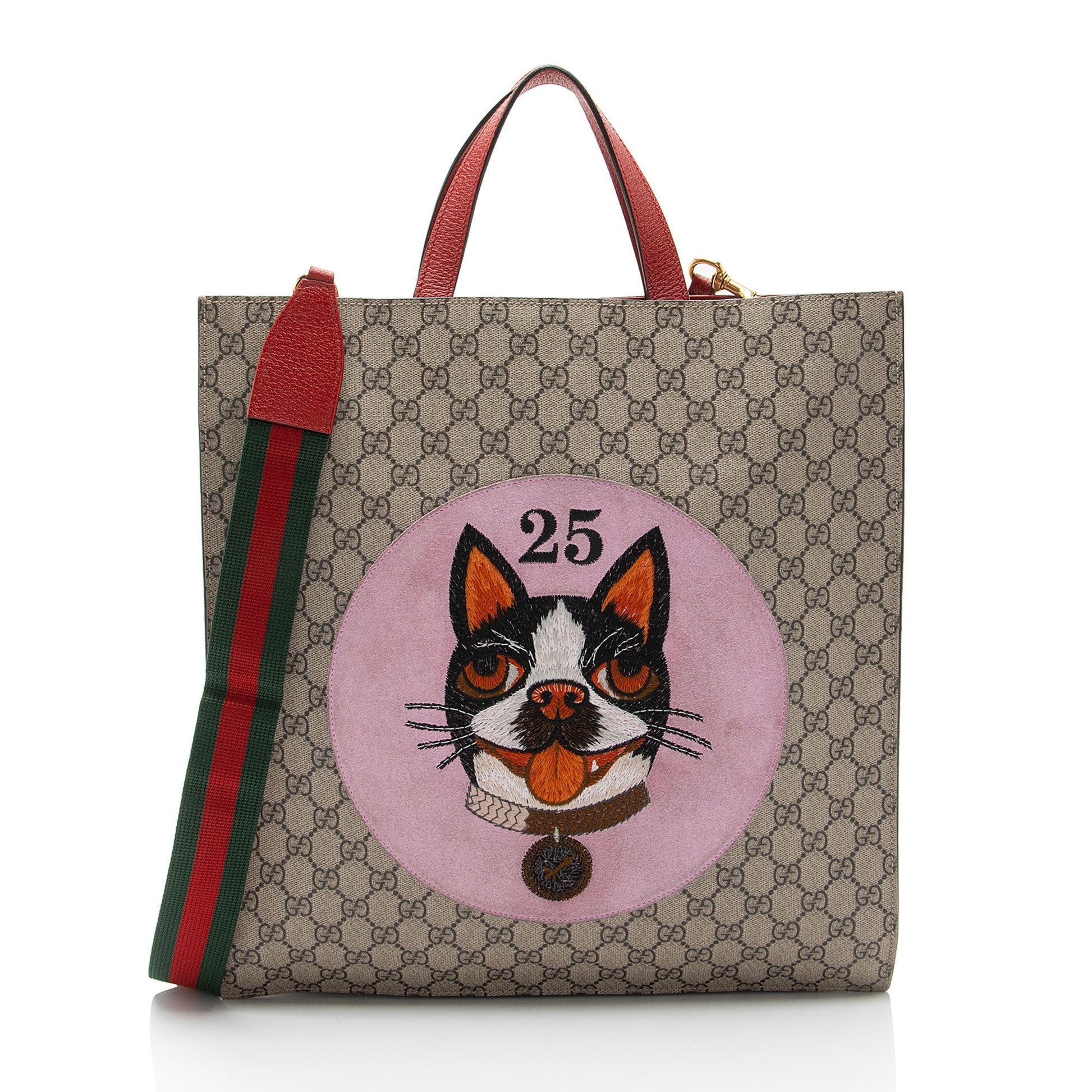 Gucci GG Supreme Bosco SHF-3nFgyy Leather Canvas Suede Beige Tote Bag