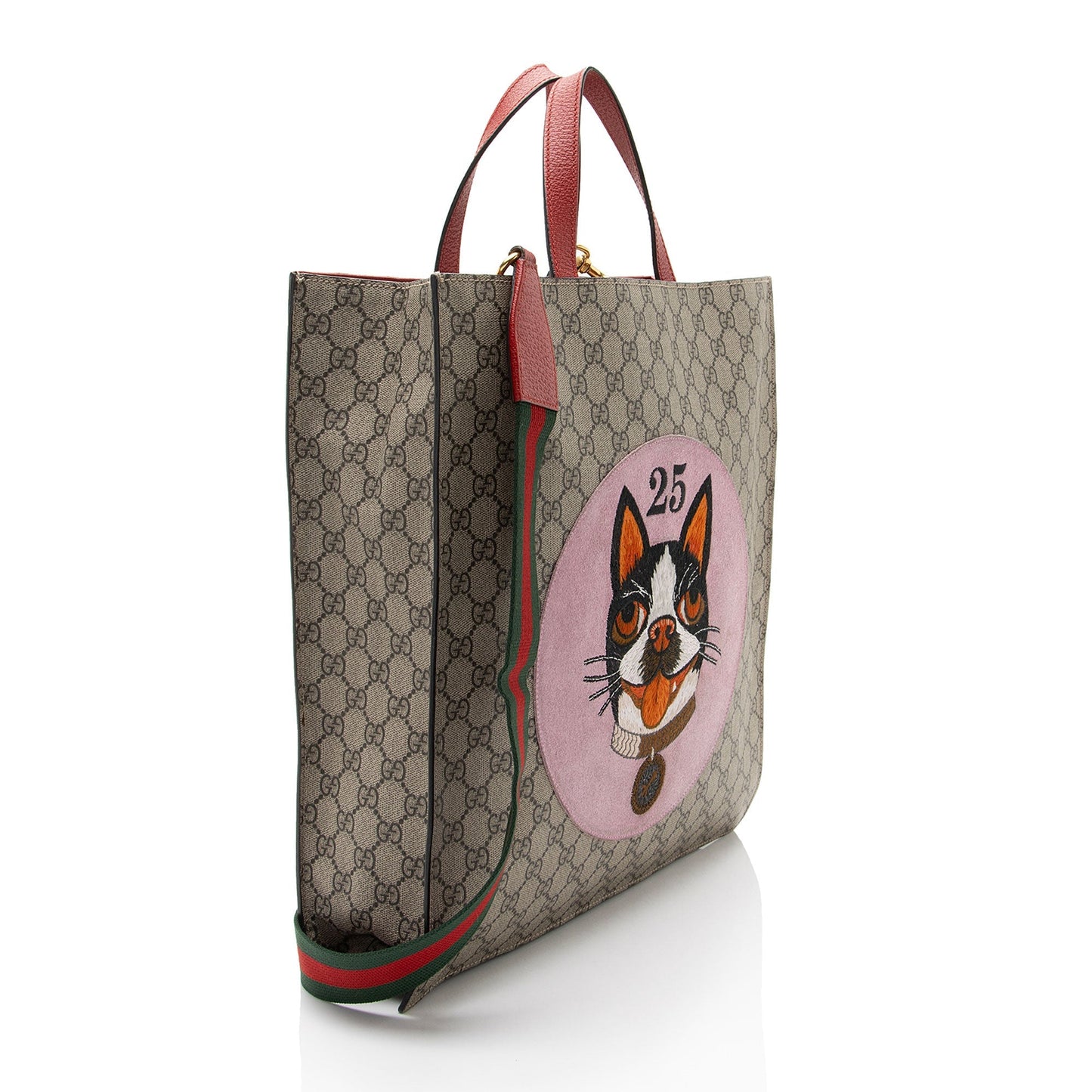 Gucci GG Supreme Bosco SHF-3nFgyy Leather Canvas Suede Beige Tote Bag