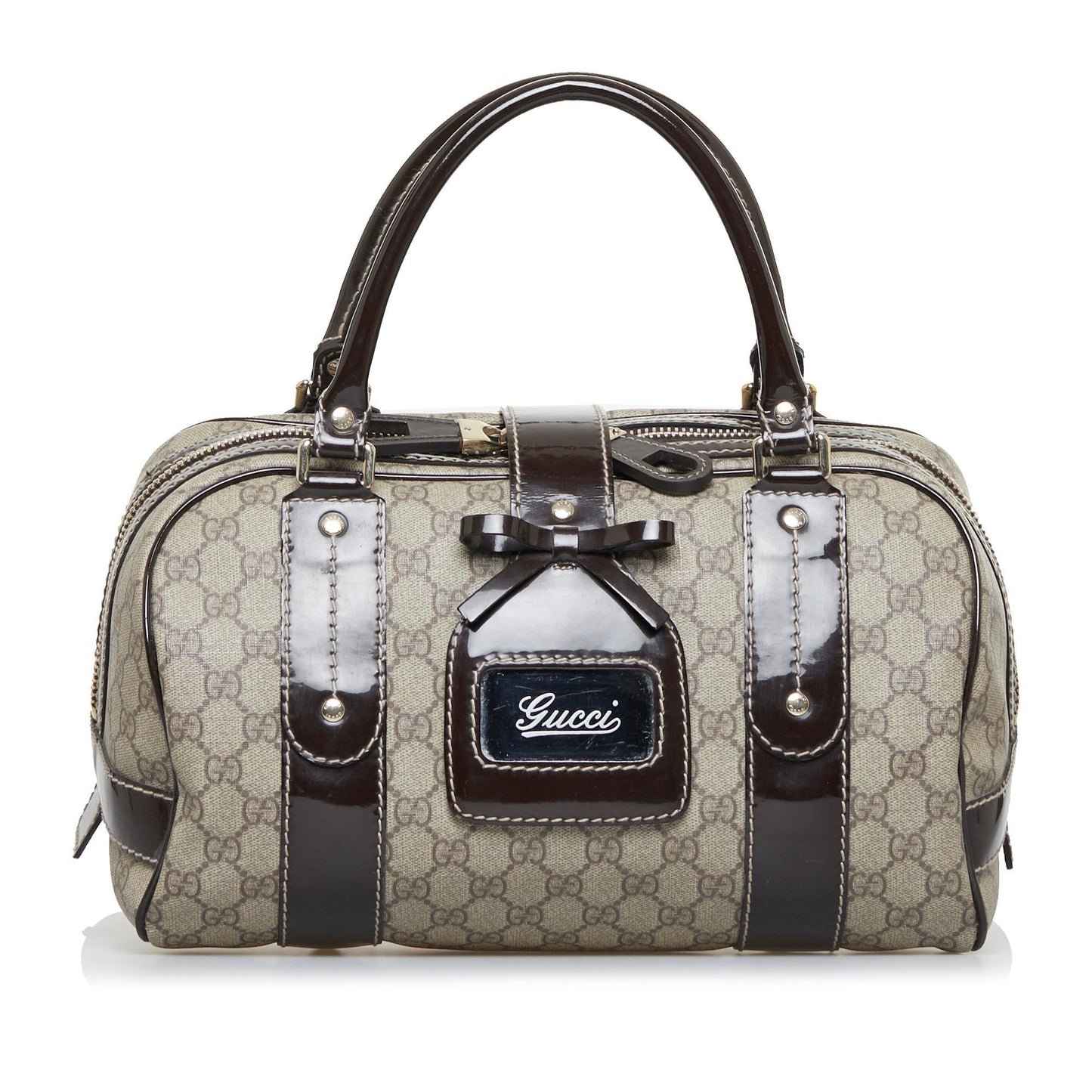 Gucci GG Supreme Boston SHG-2aBLWM Canvas Brown Satchel Bag