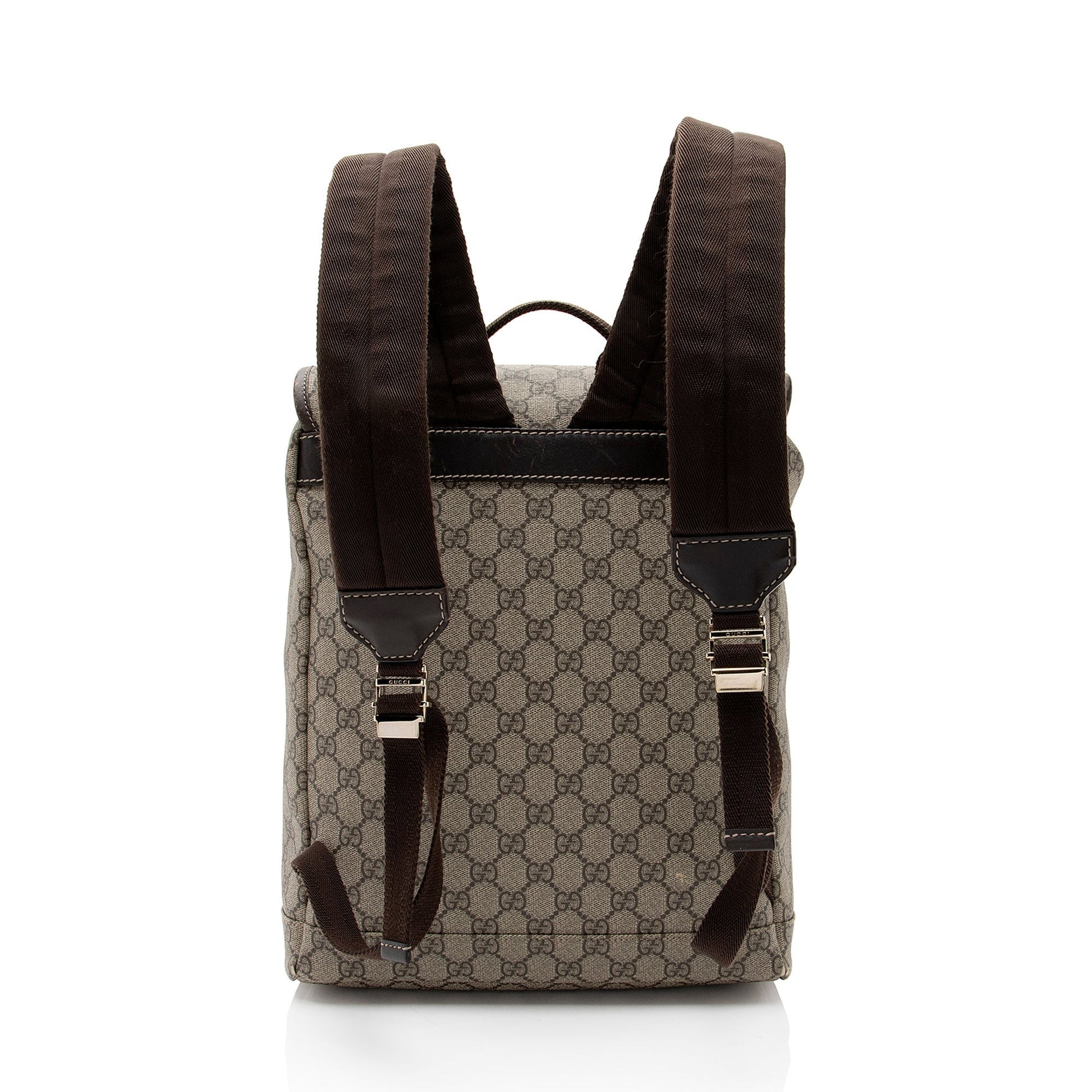 Gucci GG Supreme Buckle Backpack SHF-143x2E Leather Canvas Brown Beige Shoulder Bag