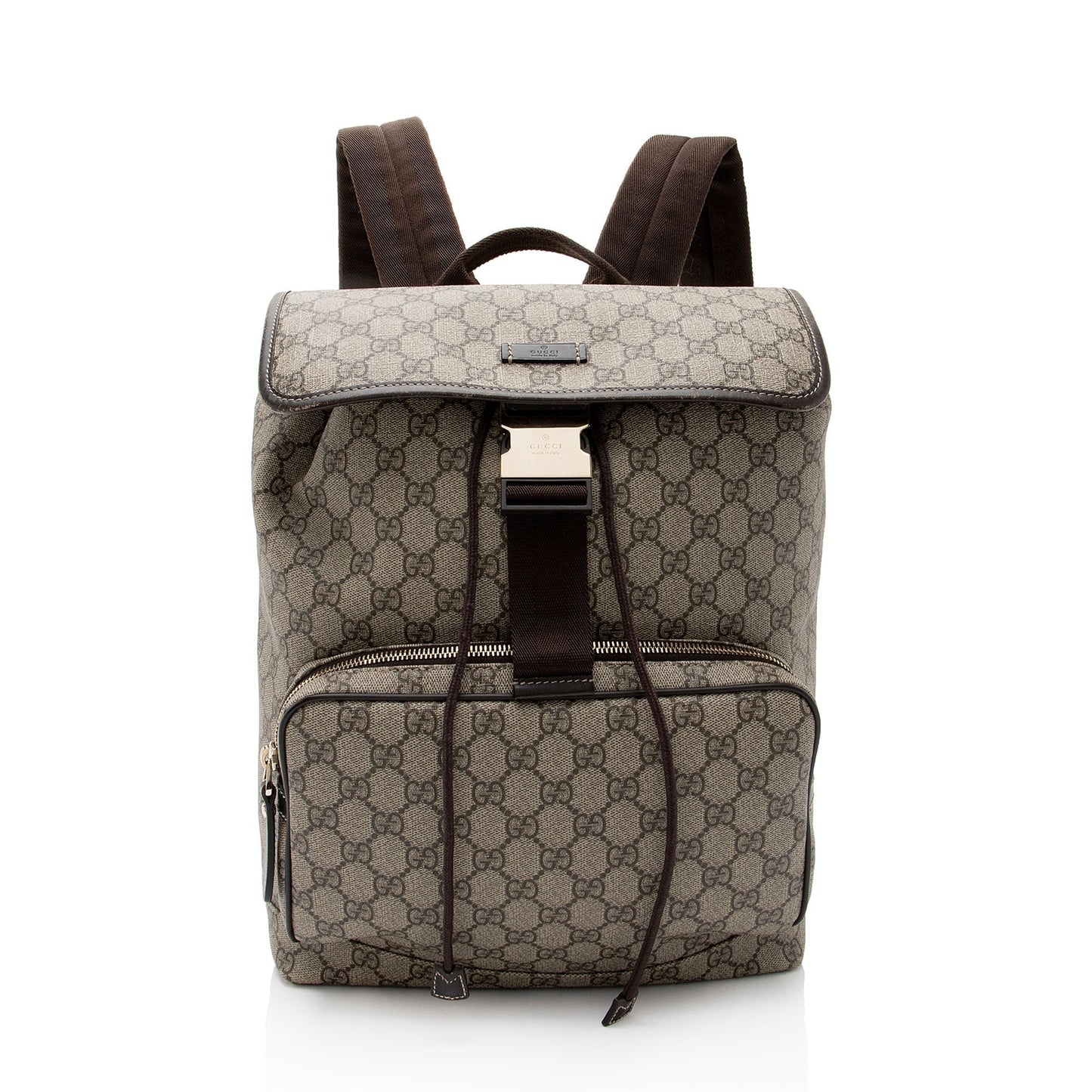 Gucci GG Supreme Buckle Backpack SHF-143x2E Leather Canvas Brown Beige Shoulder Bag