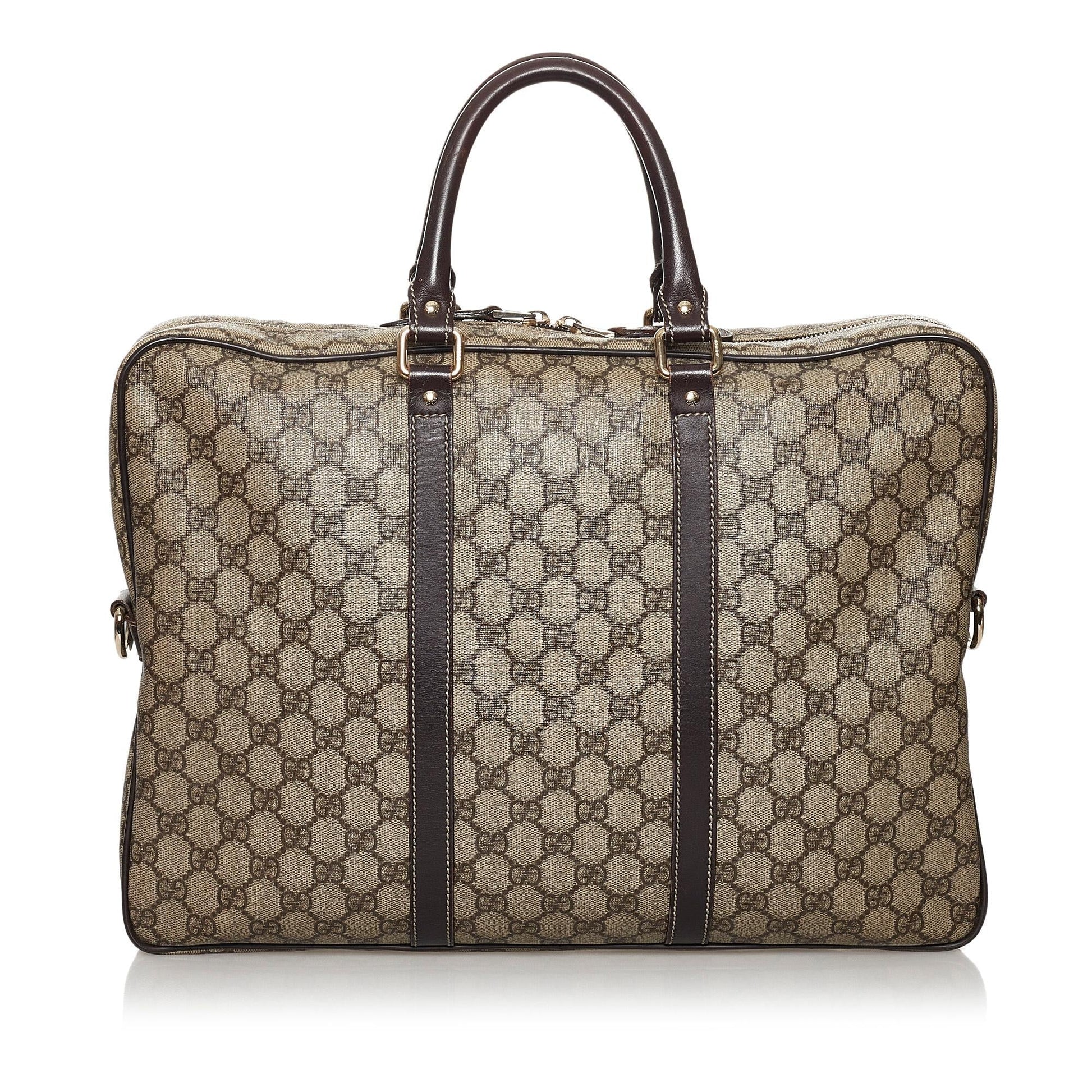 Gucci GG Supreme Business SHG Canvas Brown Tote Bag