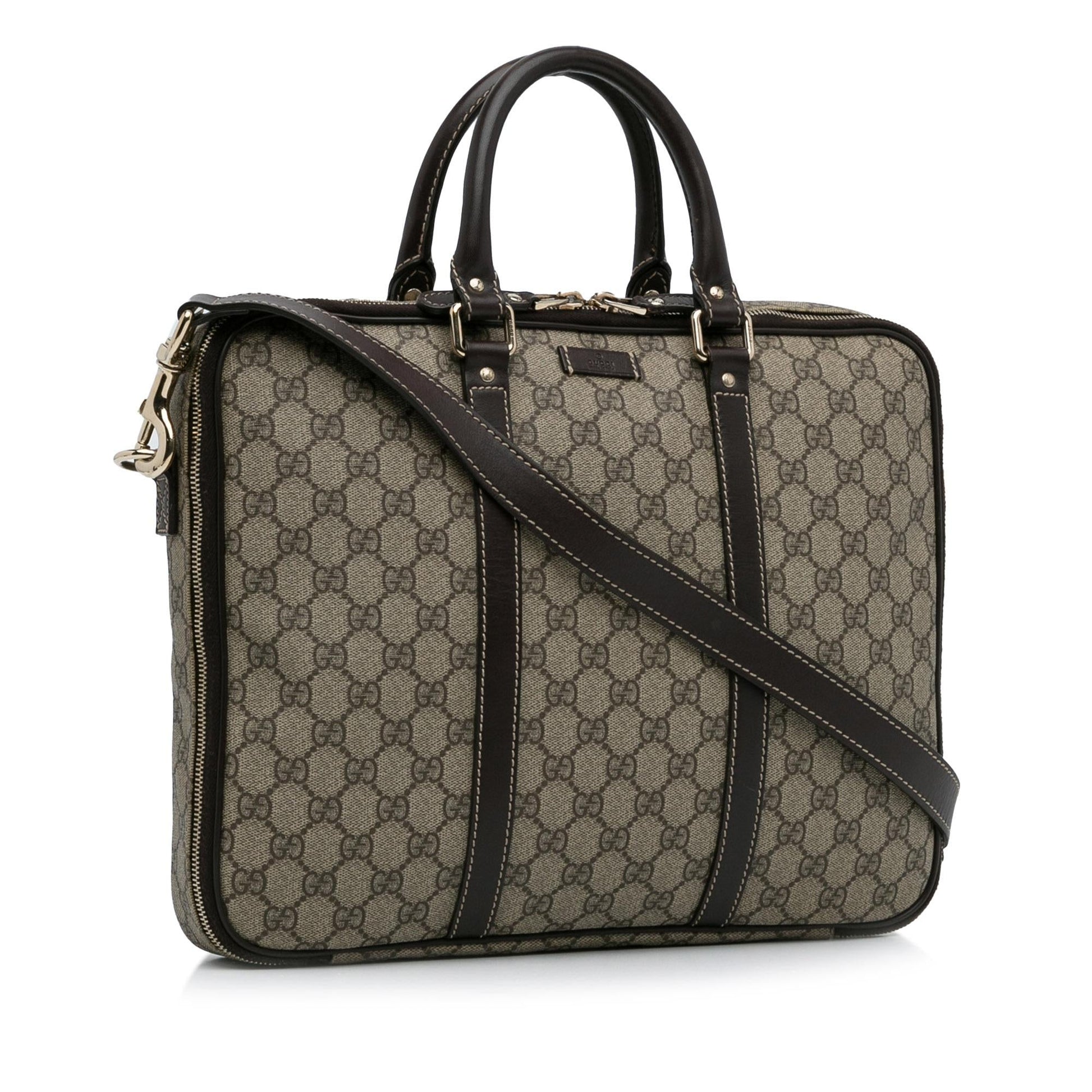 Gucci GG Supreme Business SHG-kI4nzT Canvas Calf Brown Tote Bag