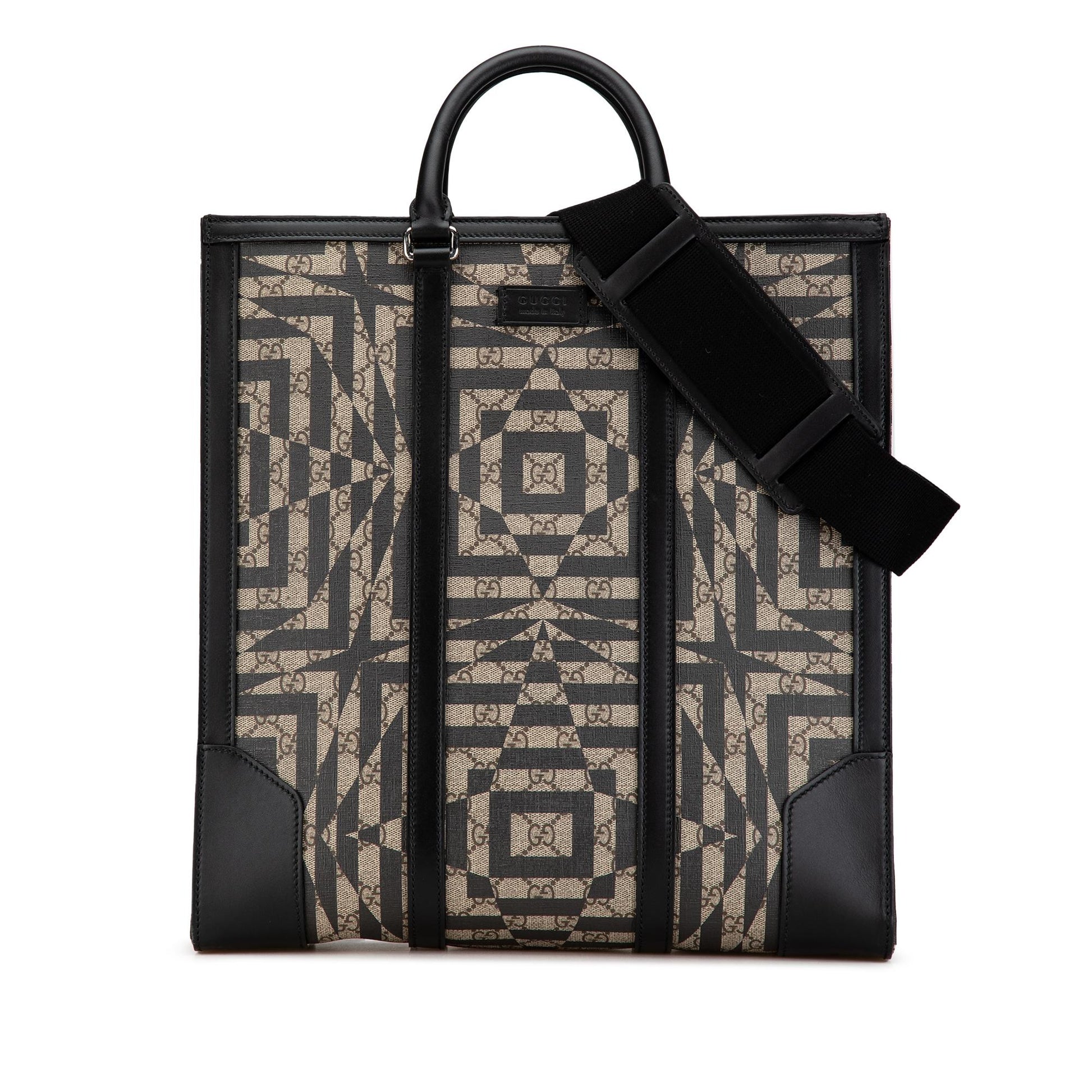 Gucci GG Supreme Caleido Vertical Canvas Calf Brown Tote Bag