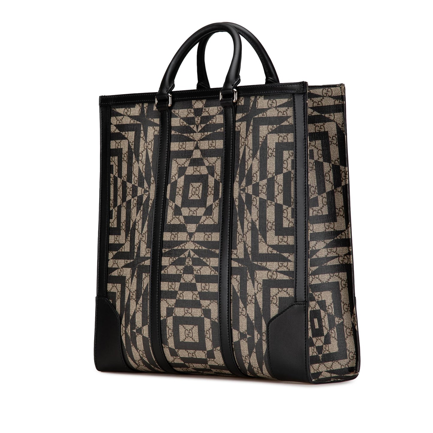 Gucci GG Supreme Caleido Vertical Canvas Calf Brown Tote Bag