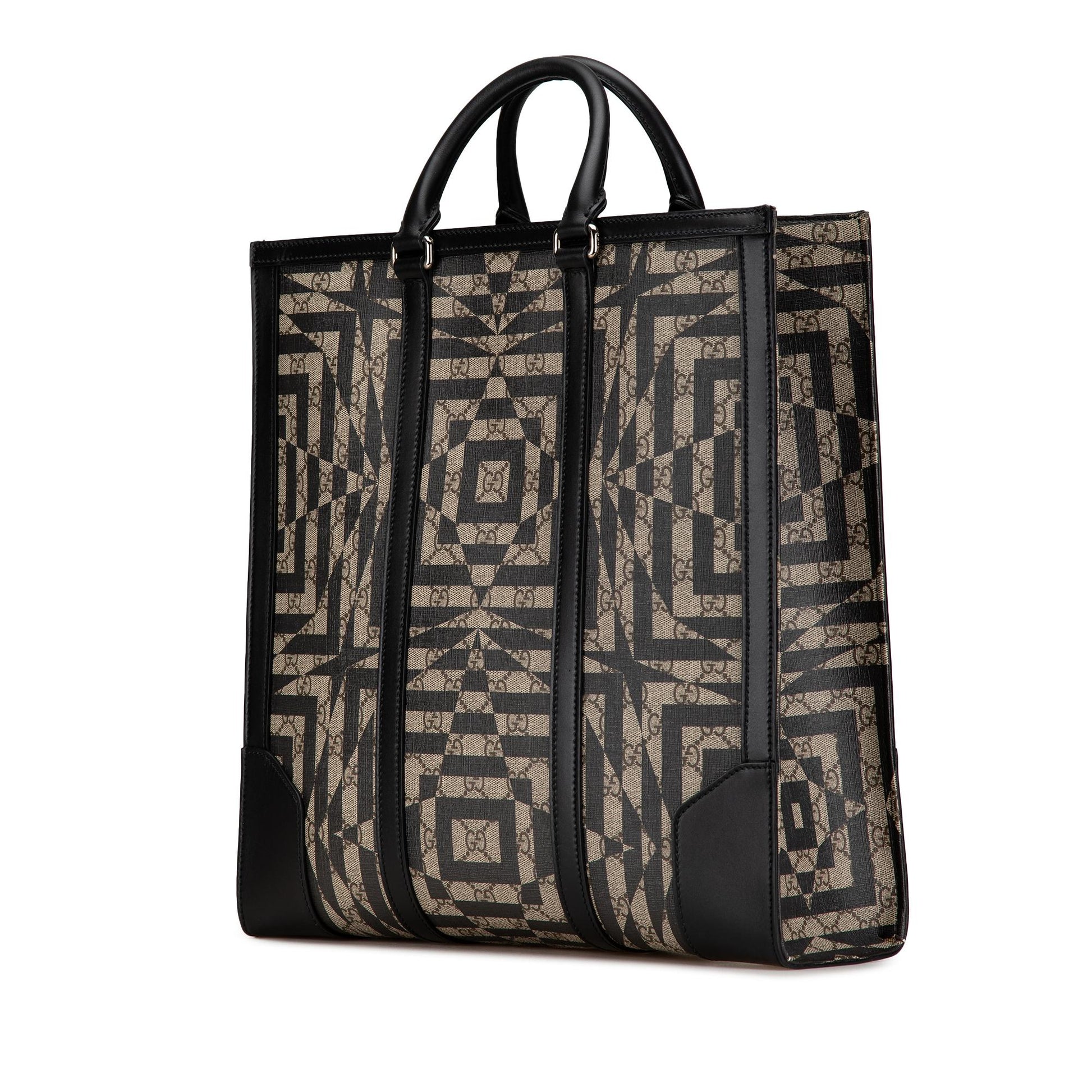 Gucci GG Supreme Caleido Vertical Canvas Calf Brown Tote Bag