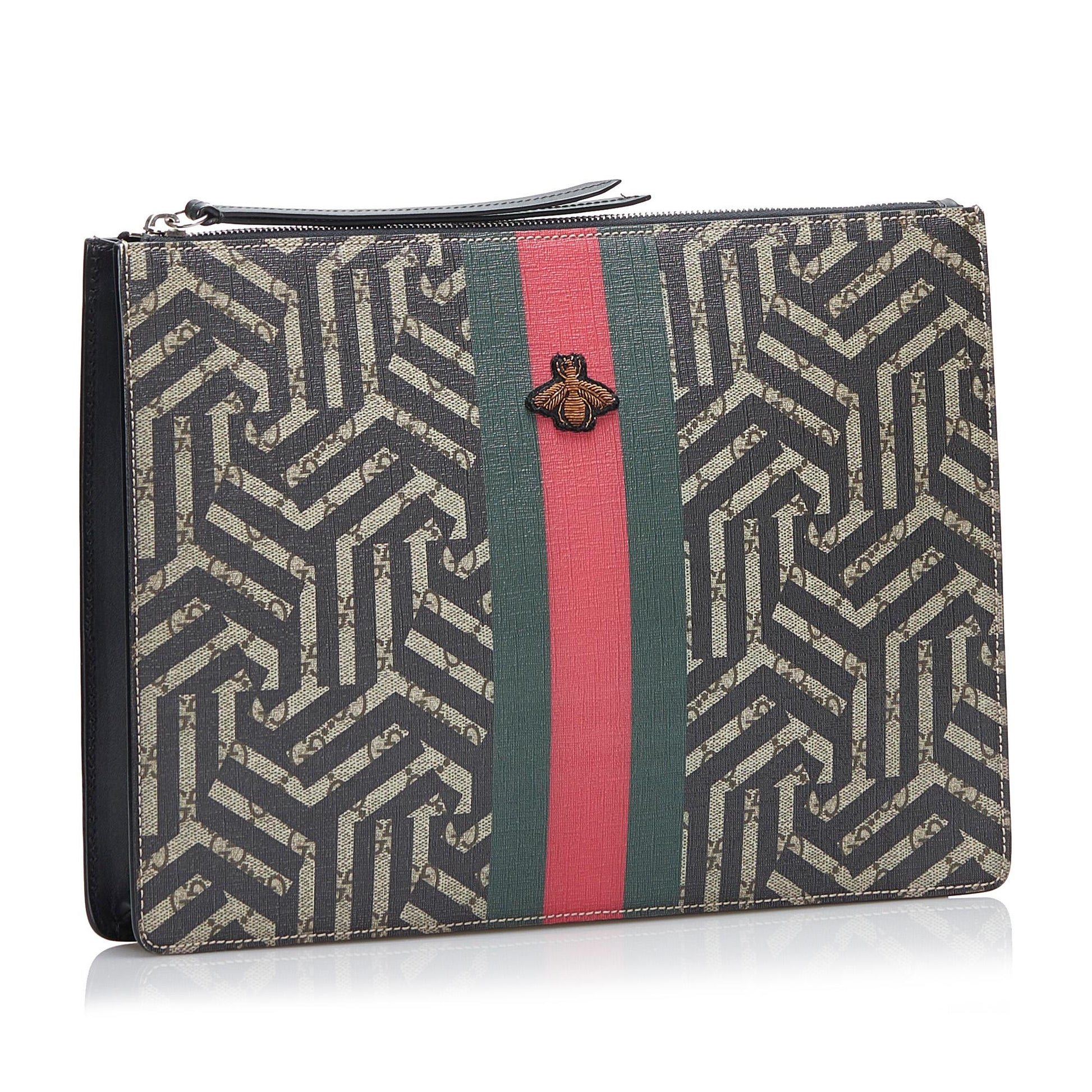 Gucci GG Supreme Caleido Web Bee Canvas Brown Crossbody Bag