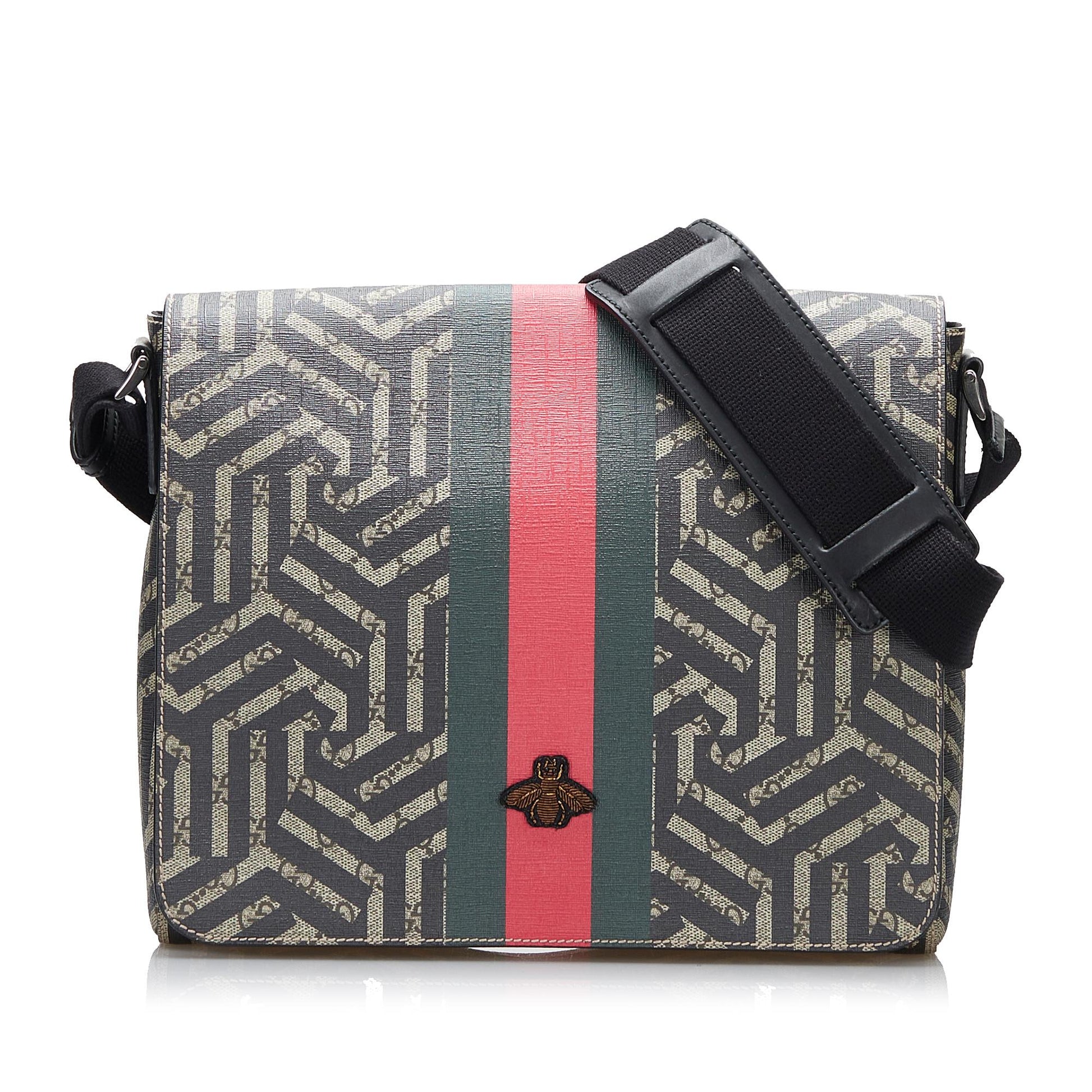 Gucci GG Supreme Caleido Web SHG-DLhWpH Canvas Brown Crossbody Bag