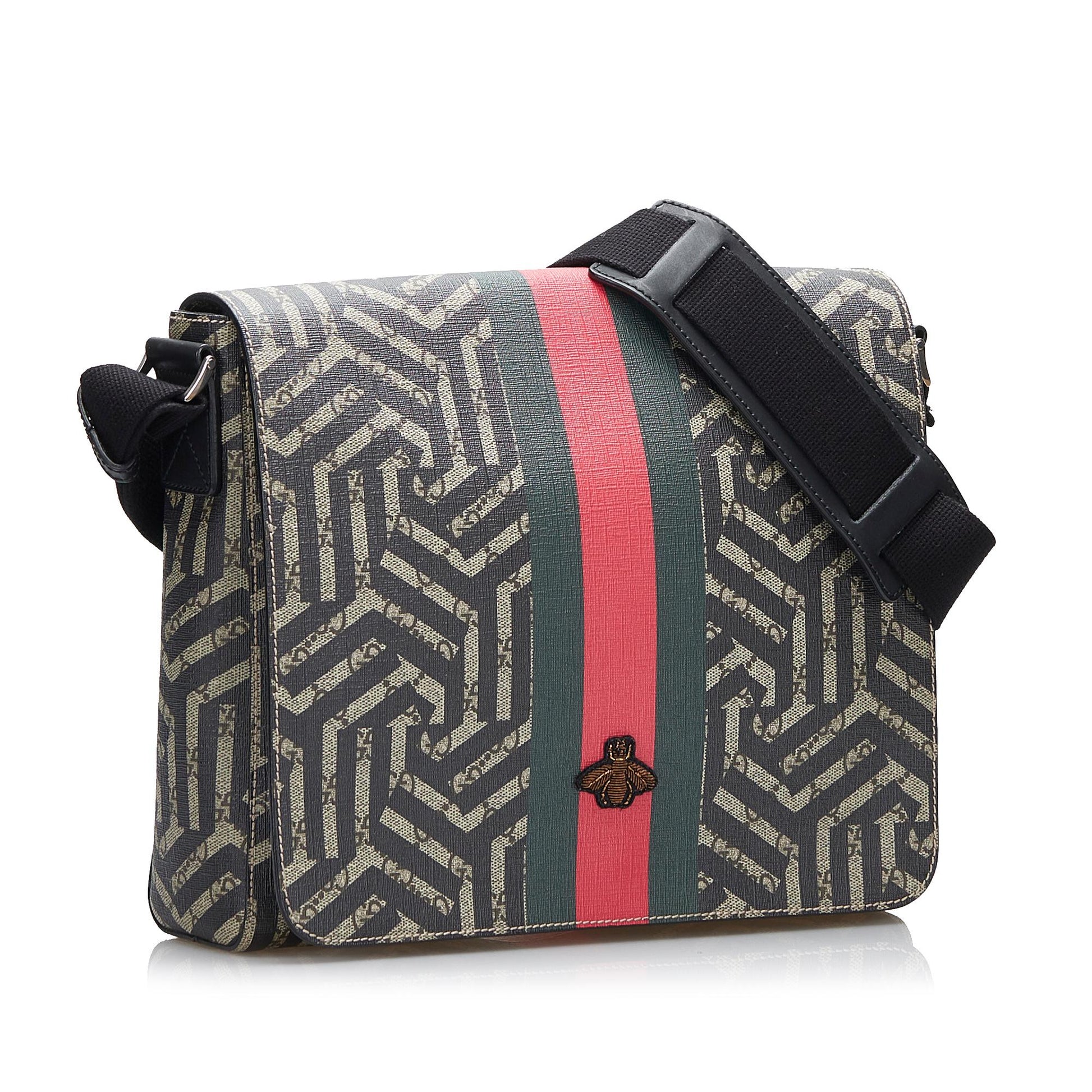 Gucci GG Supreme Caleido Web SHG-DLhWpH Canvas Brown Crossbody Bag