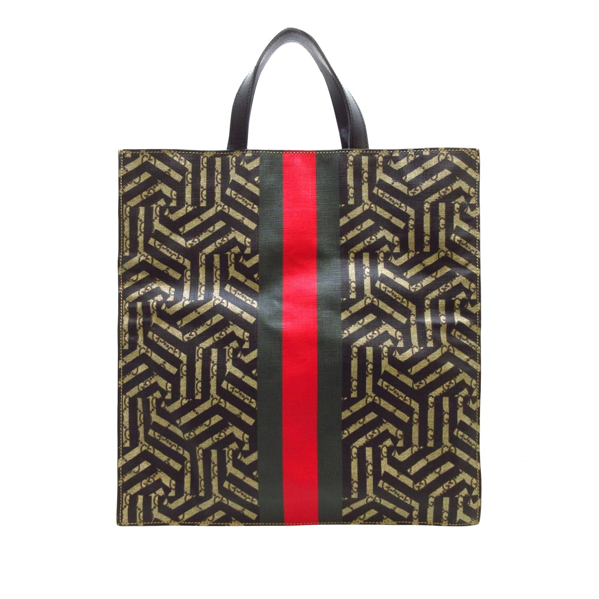 Gucci GG Supreme Caleido Web SHG-zGx5Zu Canvas Brown Tote Bag