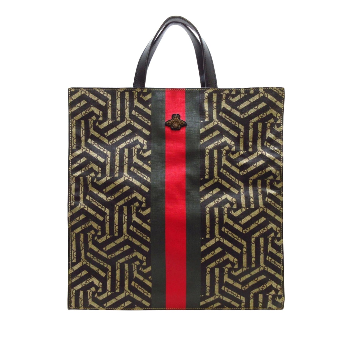 Gucci GG Supreme Caleido Web SHG-zGx5Zu Canvas Brown Tote Bag