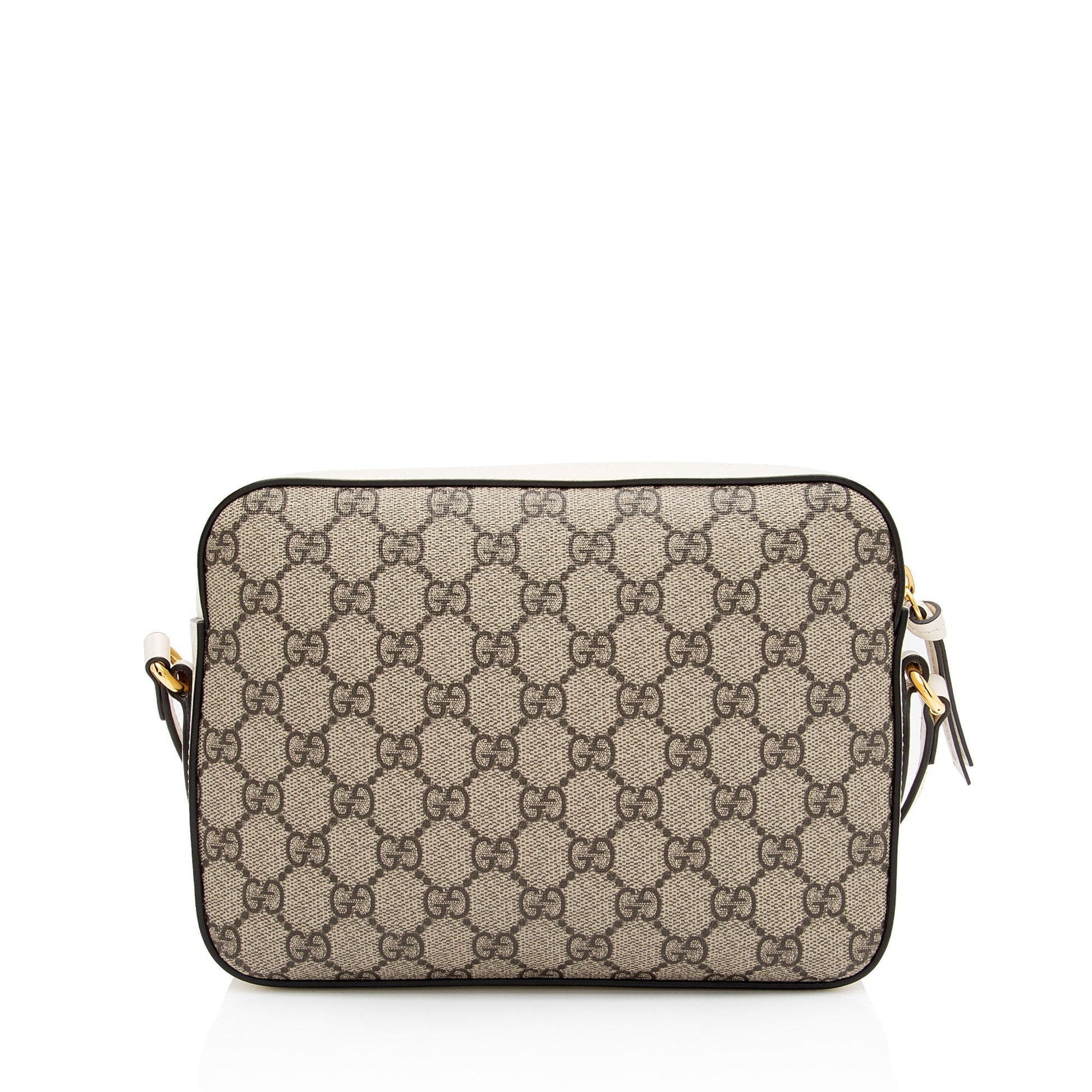 Gucci GG Supreme Horsebit SHF-UDDBbE Canvas Calfskin White Beige Crossbody Bag