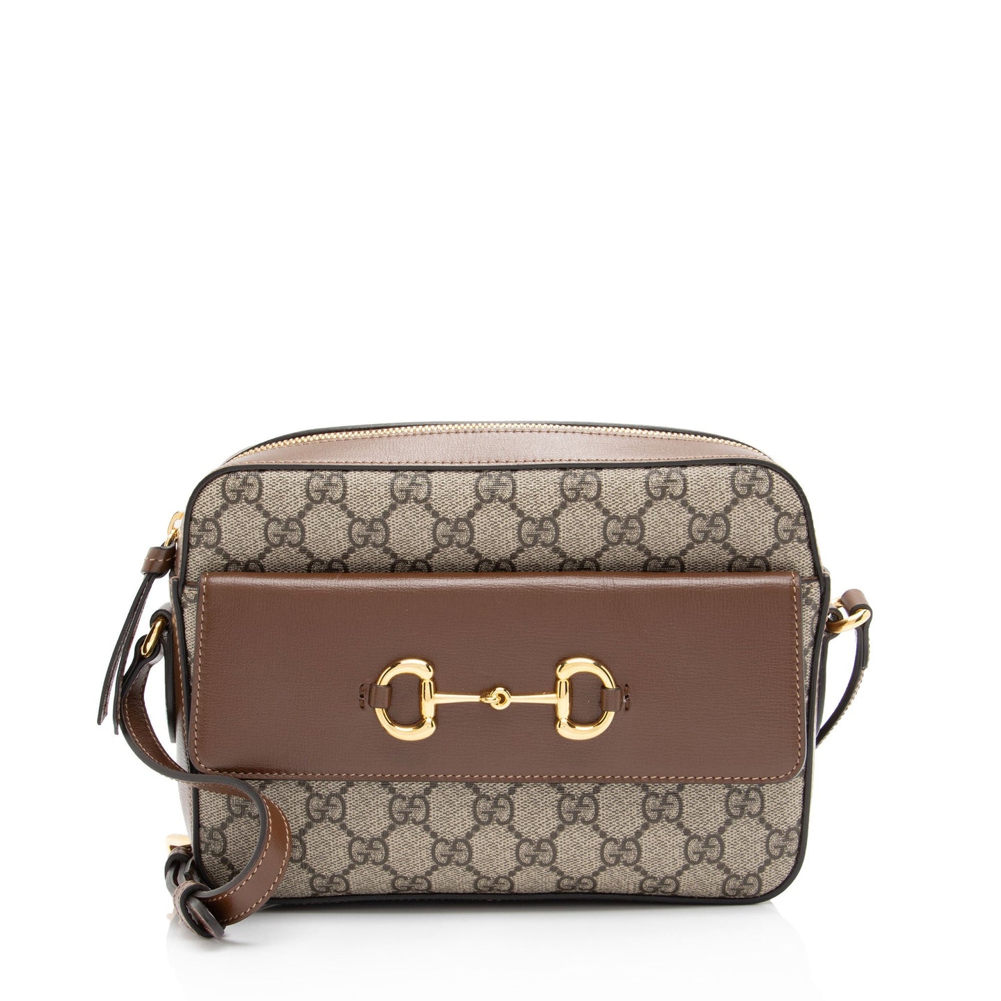 Gucci GG Supreme Horsebit SHF-4Qxiep Canvas Calfskin Brown Beige Crossbody Bag