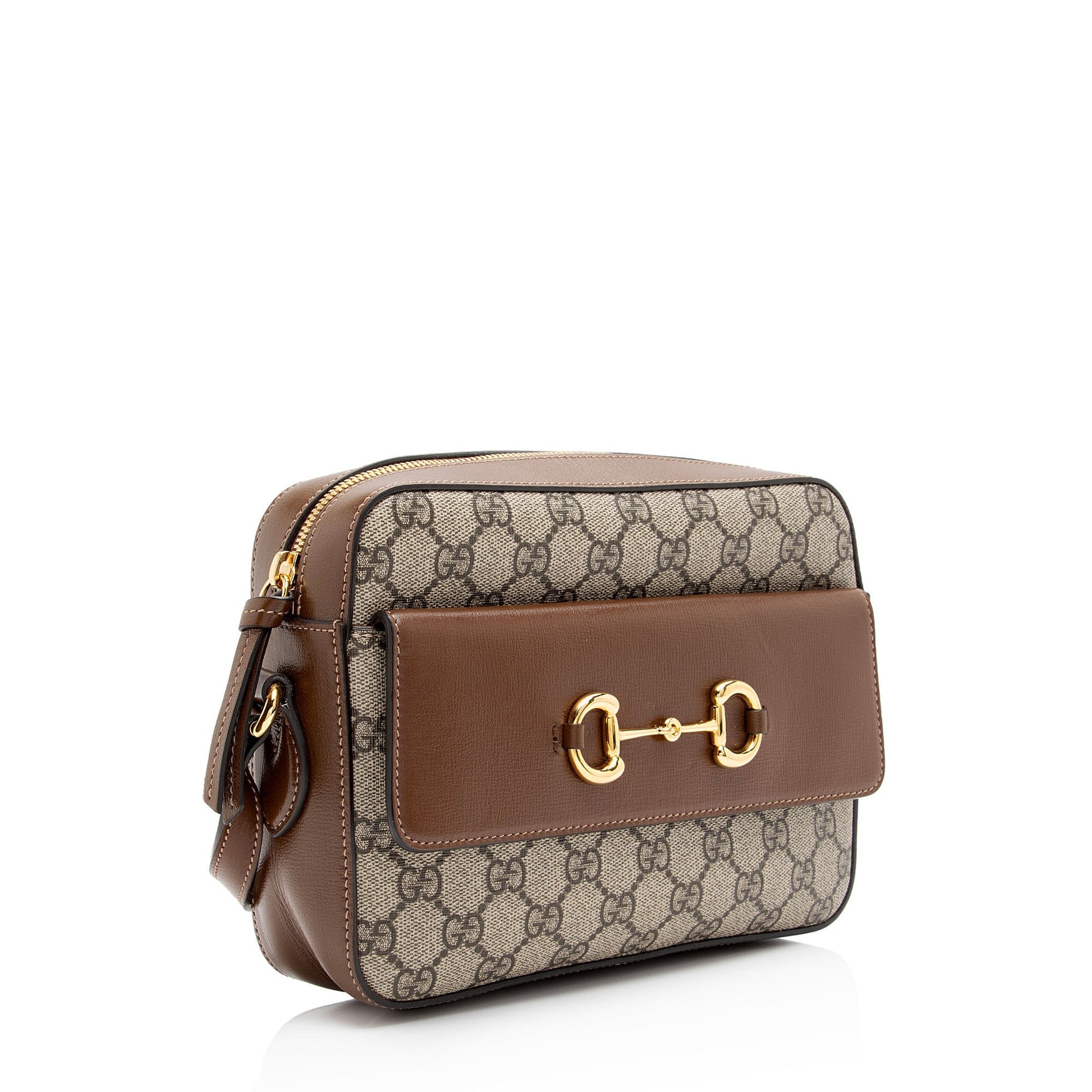 Gucci GG Supreme Horsebit SHF-4Qxiep Canvas Calfskin Brown Beige Crossbody Bag