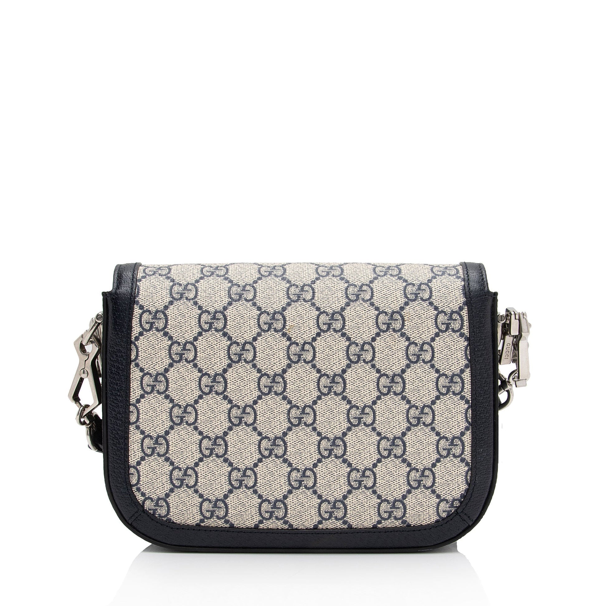 Gucci GG Supreme Horsebit Leather Canvas Nylon Beige Crossbody Bag