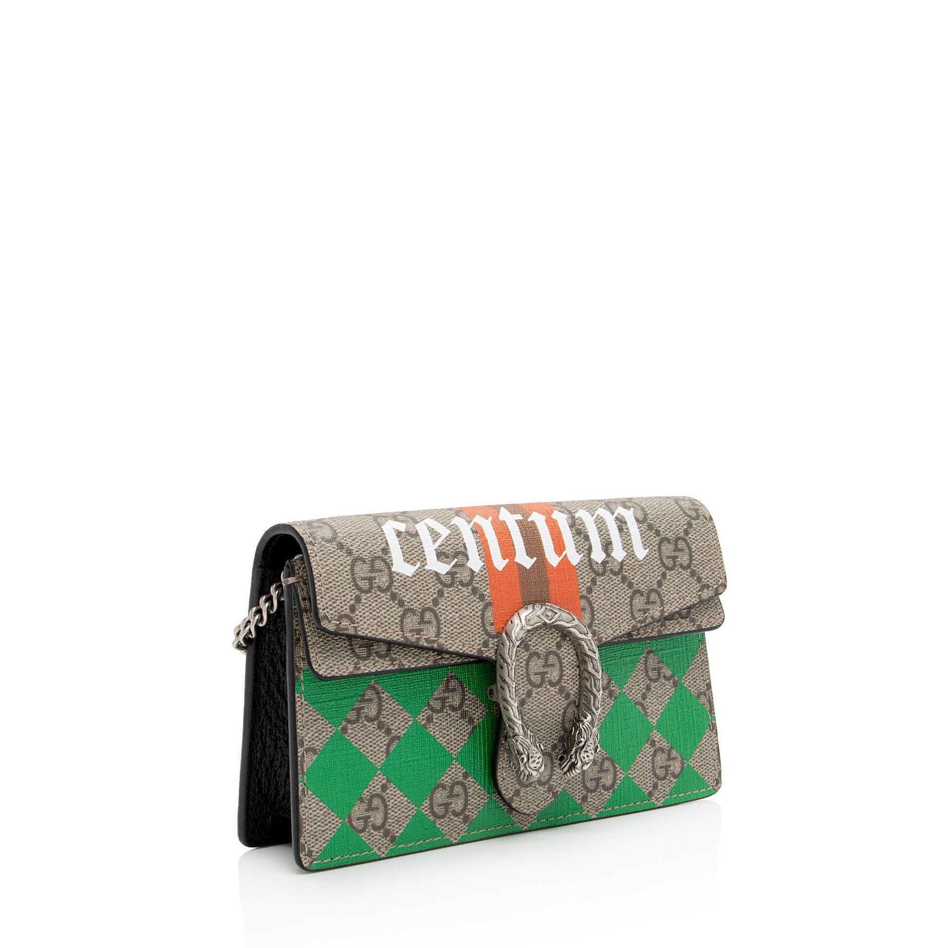 Gucci GG Supreme Centum Dionysus Super Leather Canvas Black Beige Crossbody Bag