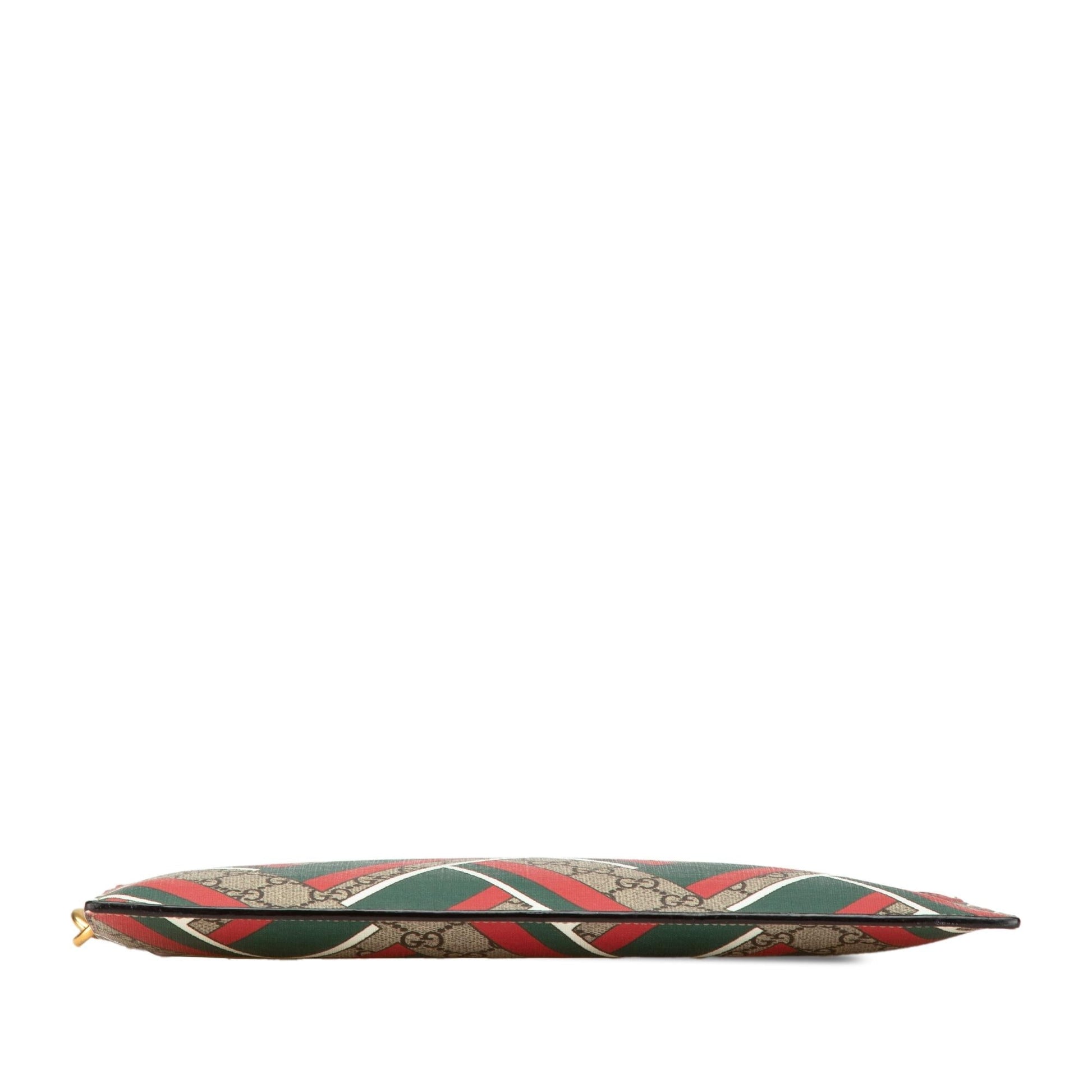 Gucci GG Supreme Chevron Canvas Brown Clutch Bag