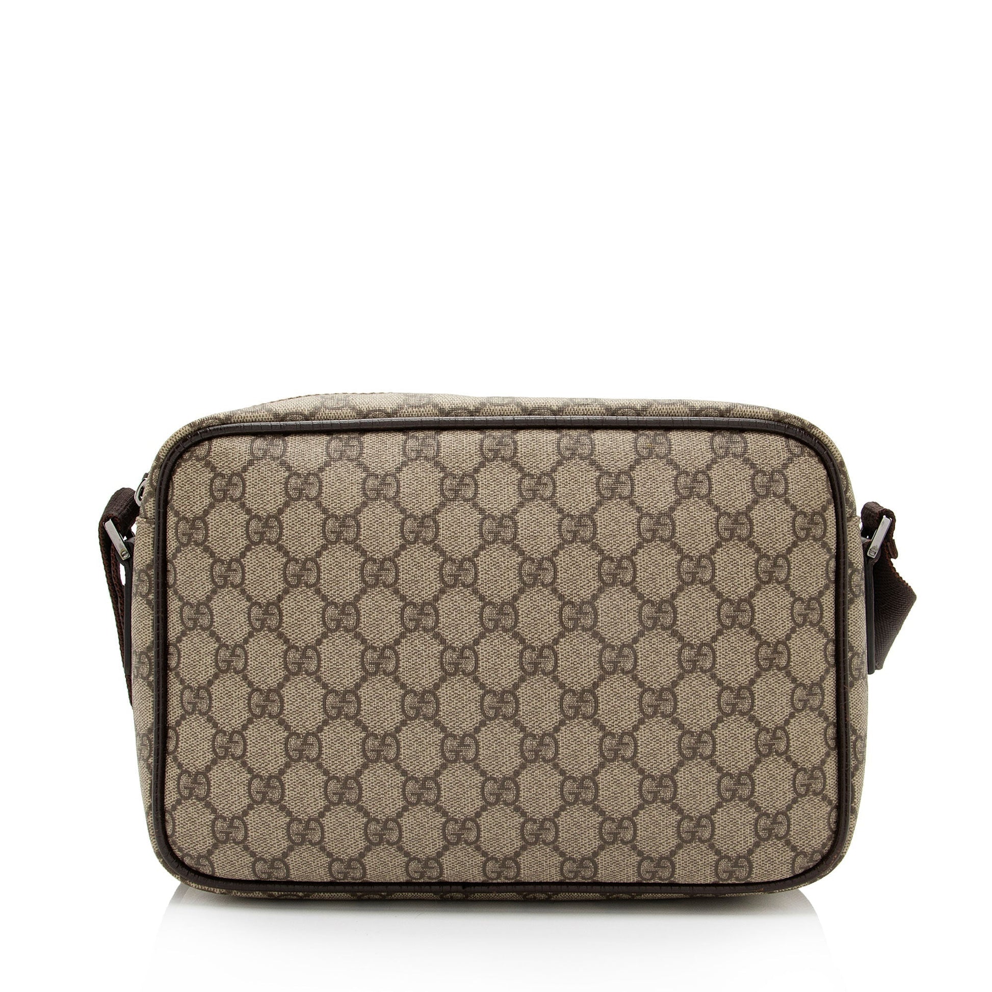 Gucci GG Supreme Classic Camera Messenger Leather Canvas Brown Beige Shoulder Bag