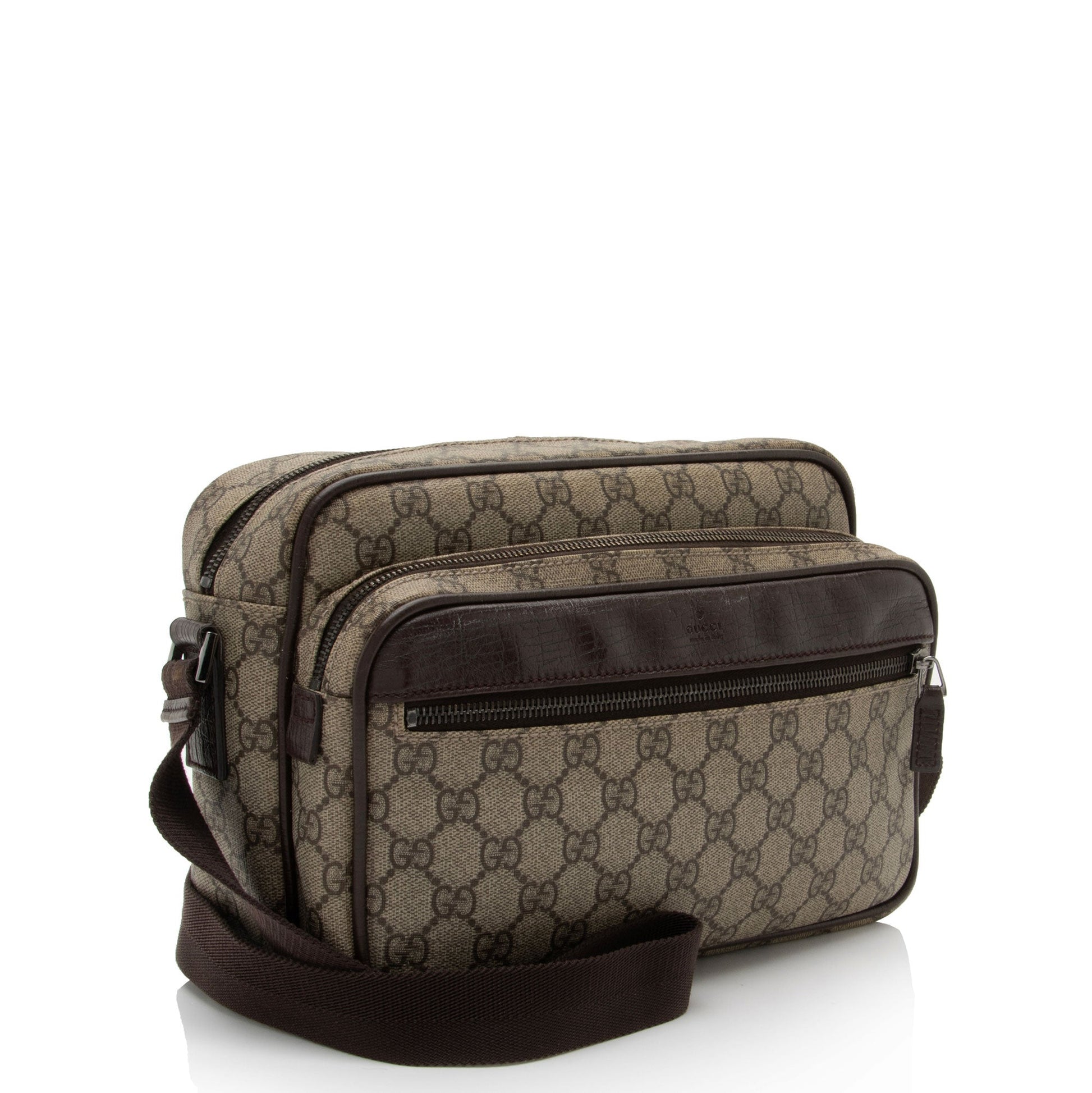 Gucci GG Supreme Classic Camera SHF-fqjHTG Leather Canvas Nylon Brown Shoulder Bag