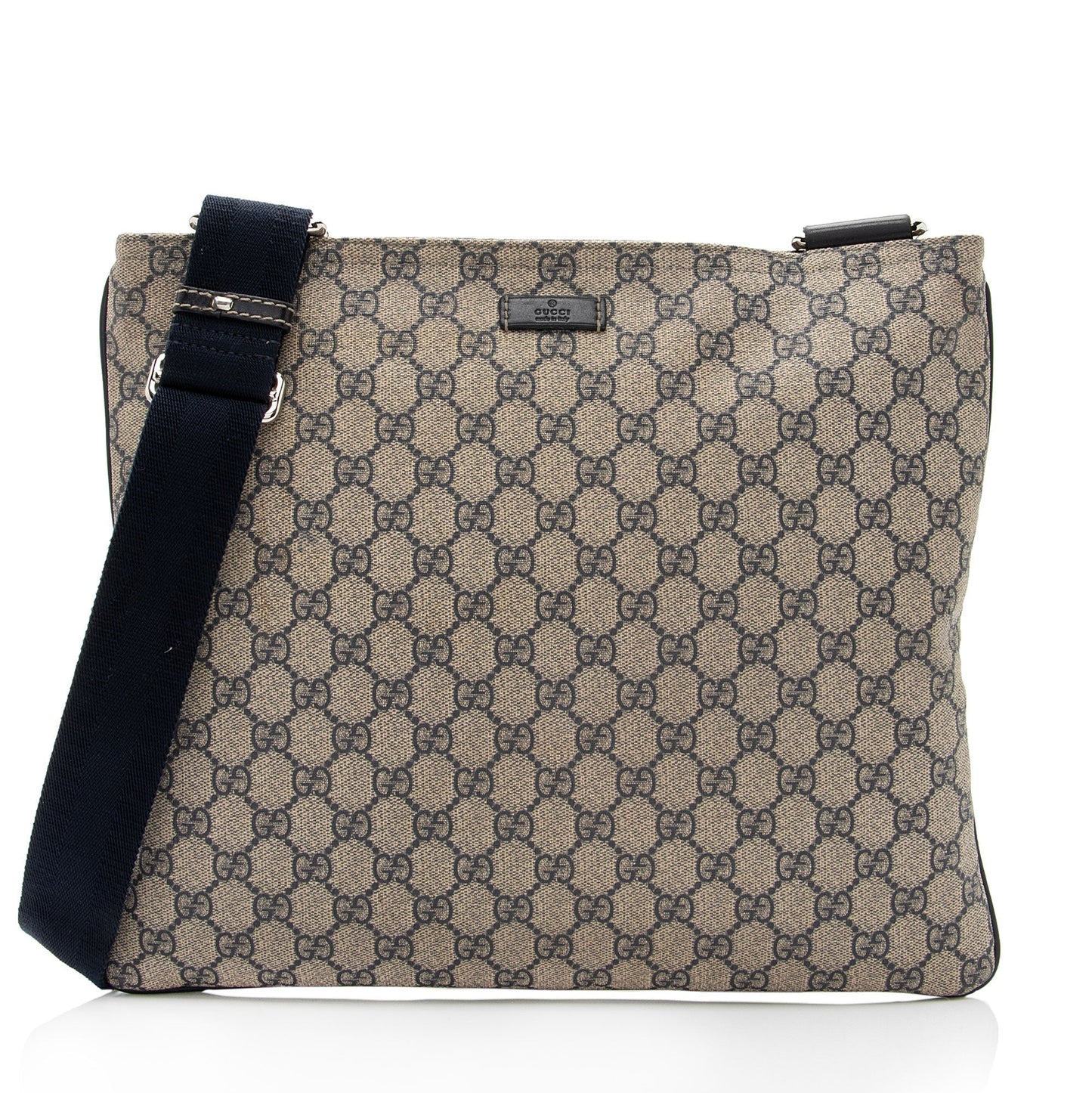 Gucci GG Supreme Classic Flat Messenger Leather Canvas Nylon Beige Shoes