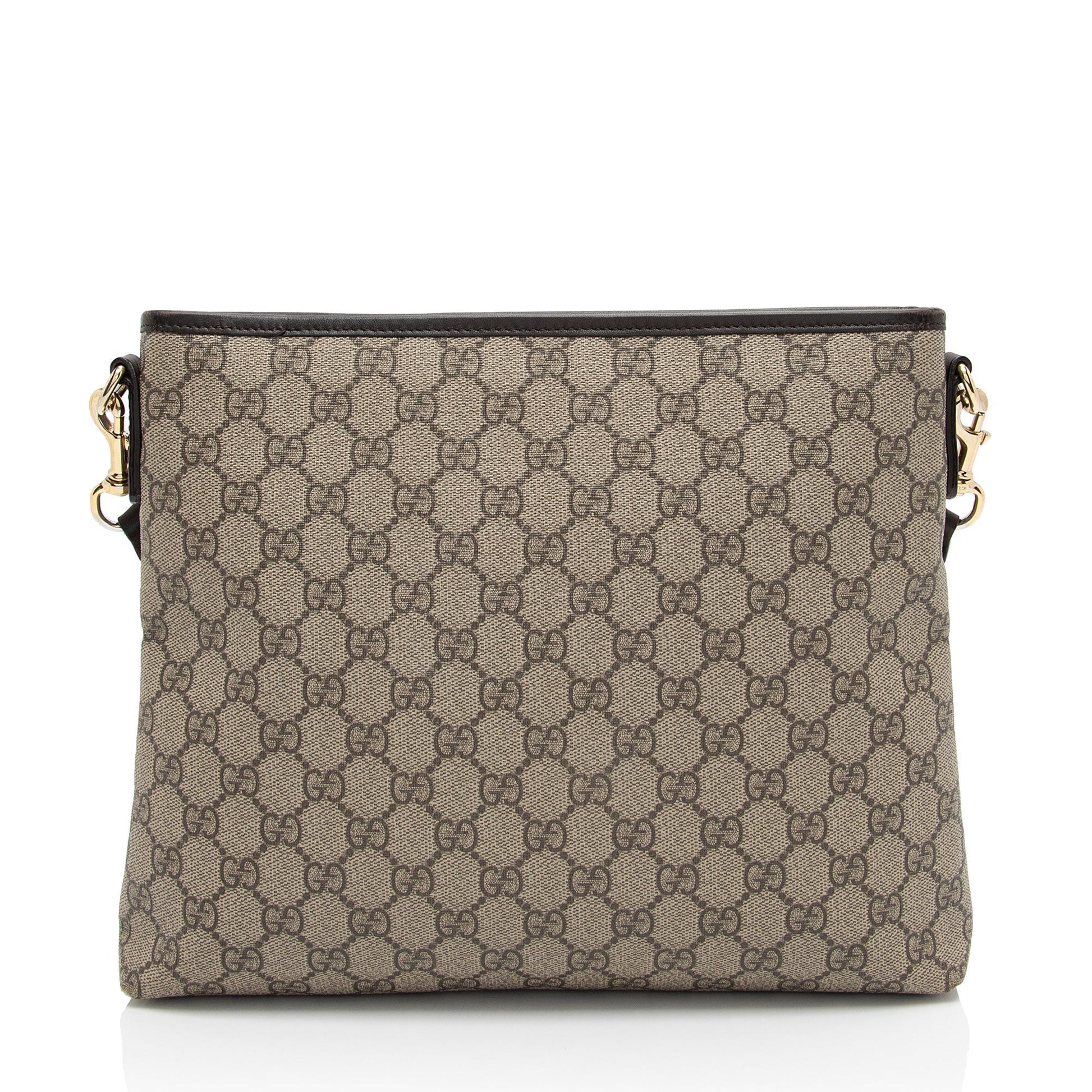 Gucci GG Supreme Classic Web Messenger Leather Canvas Nylon Brown Shoulder Bag