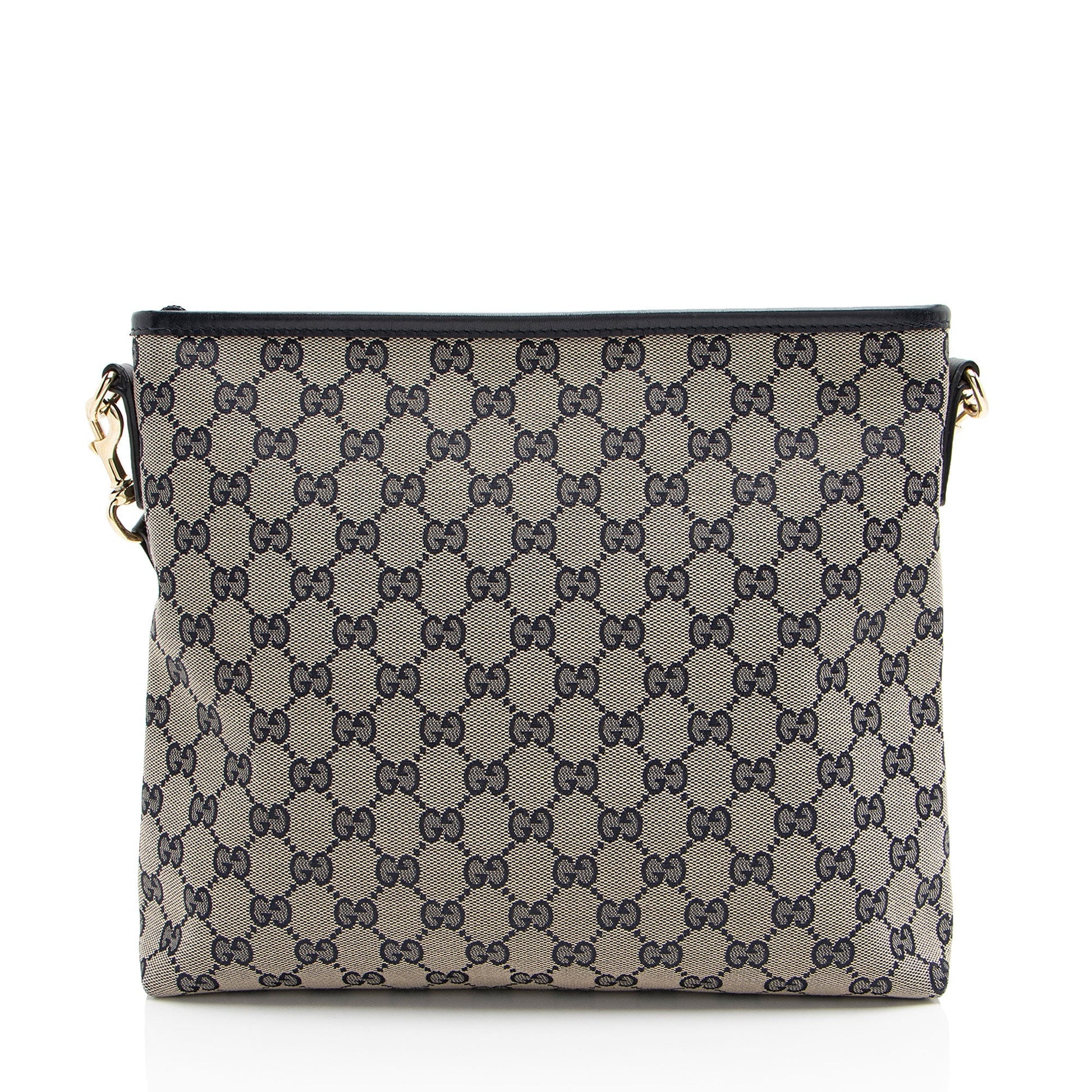 Gucci GG Supreme Classic Web Messenger Leather Canvas Nylon Beige Shoulder Bag