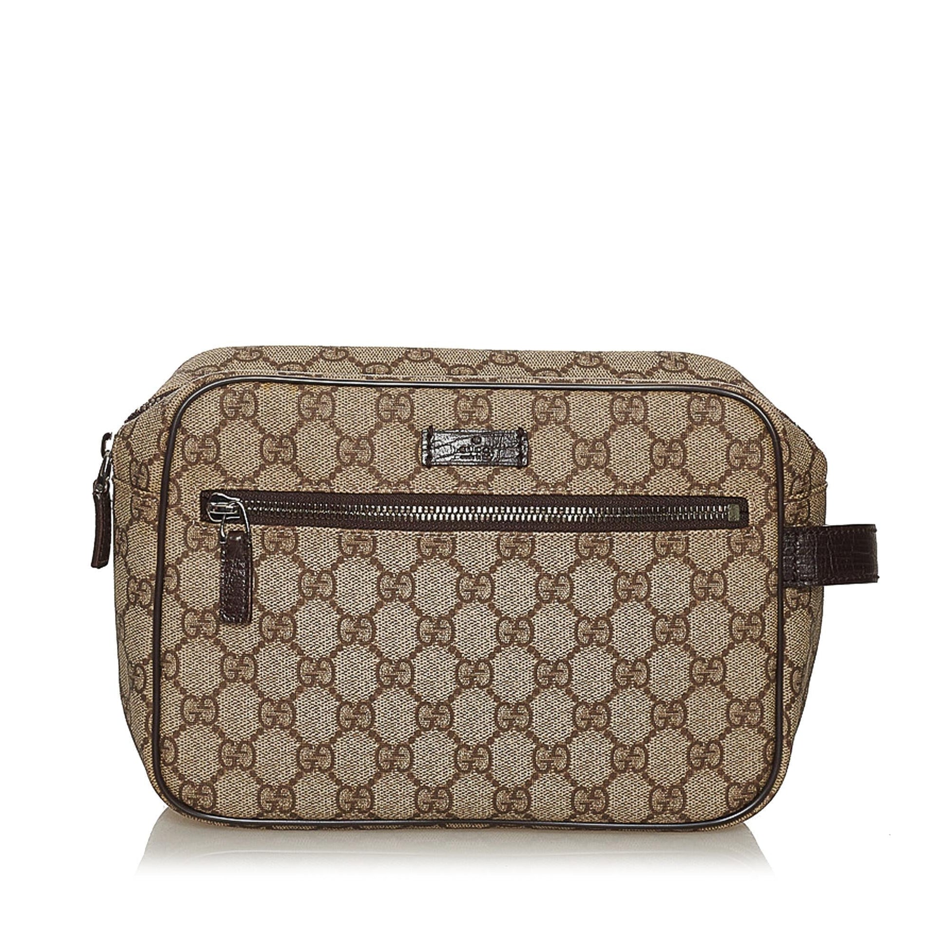 Gucci GG Supreme SHG Canvas Brown Clutch Bag