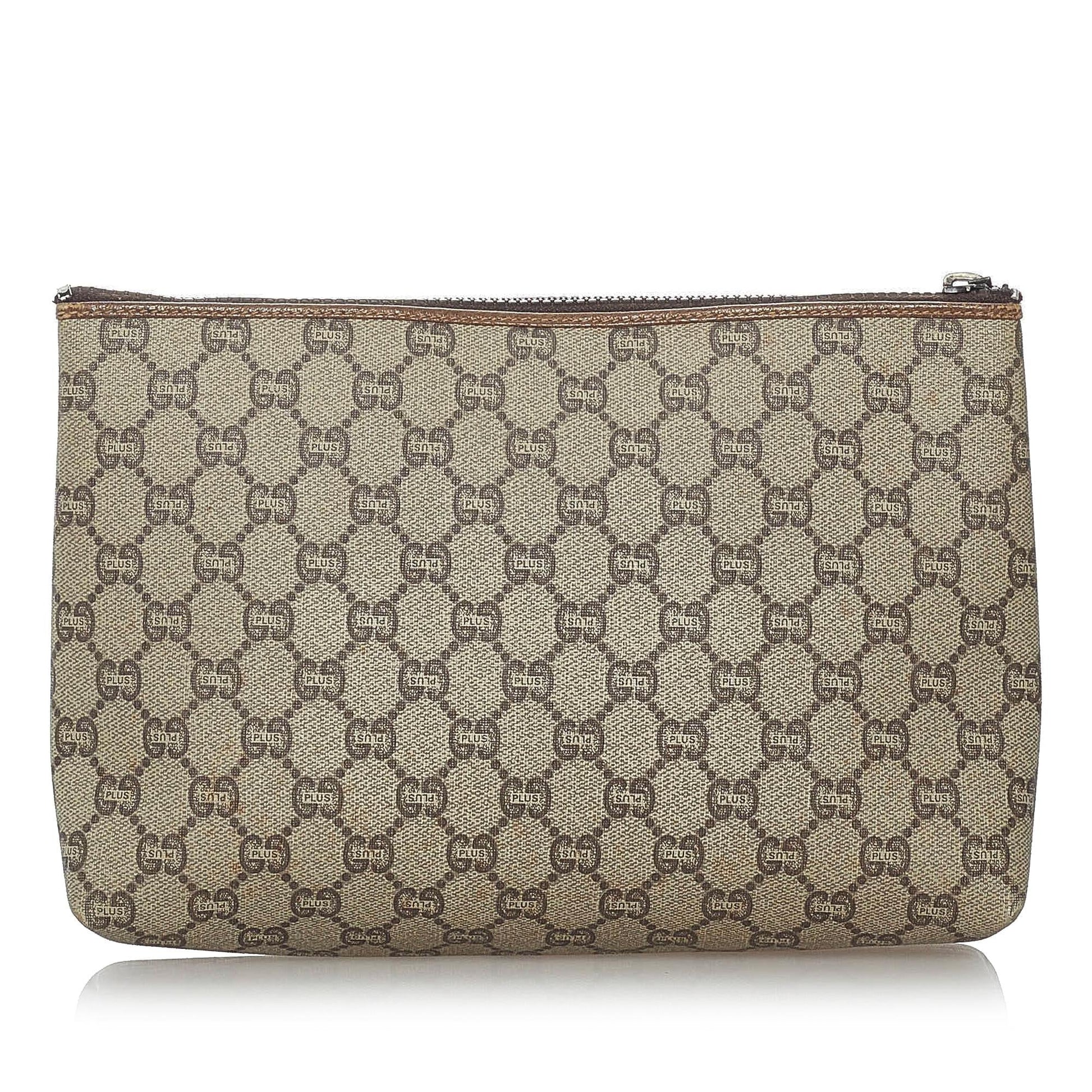 Gucci GG Supreme SHG Canvas Brown Clutch Bag Bag Shg