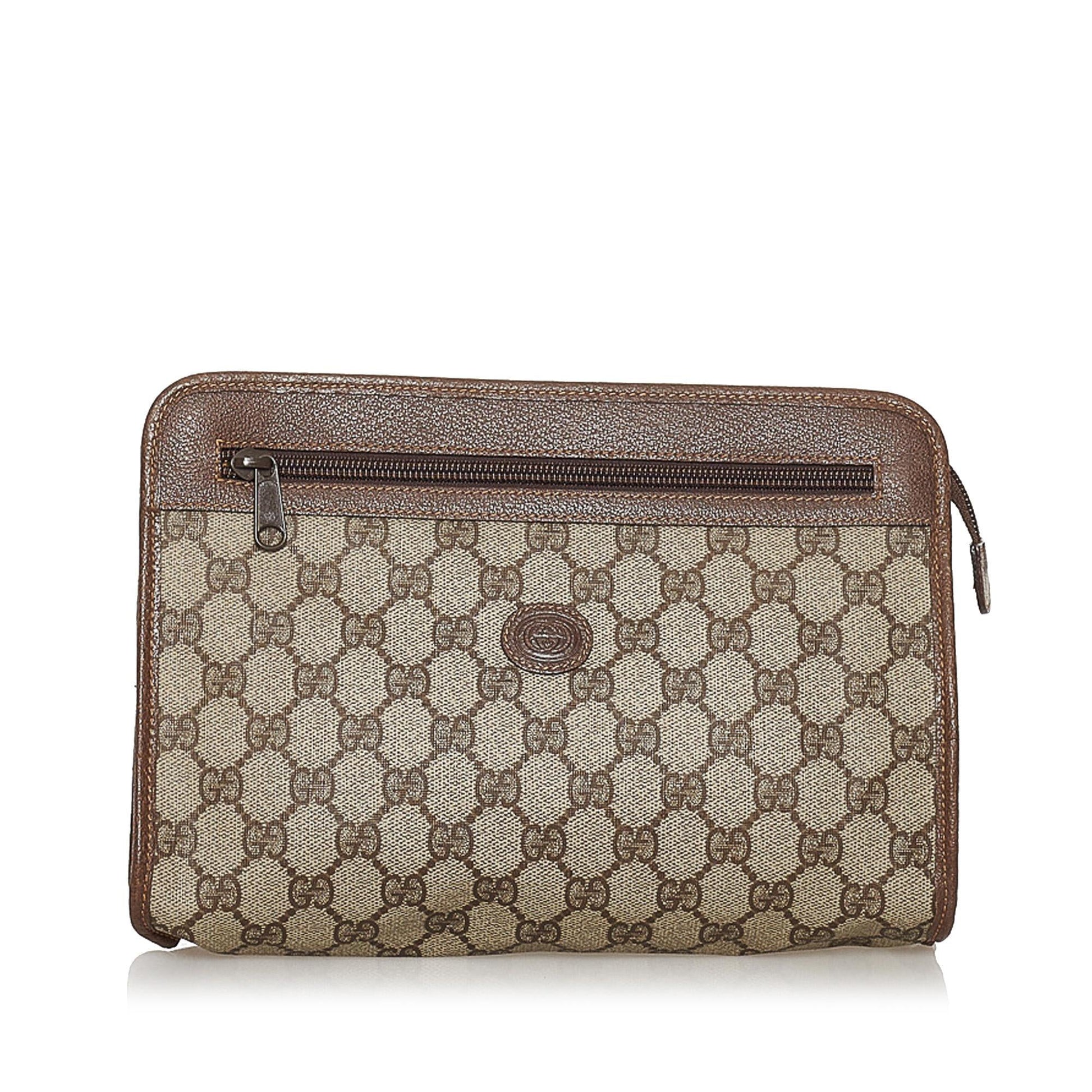 Gucci GG Supreme SHG Canvas Brown Clutch Bag 3